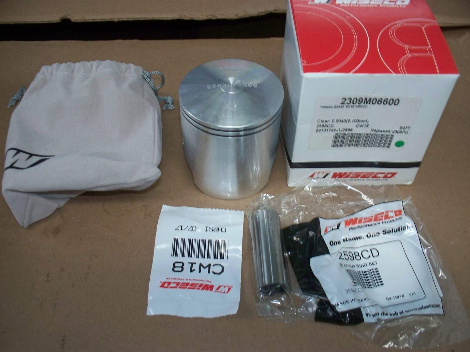 Yamaha Snowmobile 1980-1985 SS 440 Std Bore Piston Kit NEW Wiseco 2309M06600