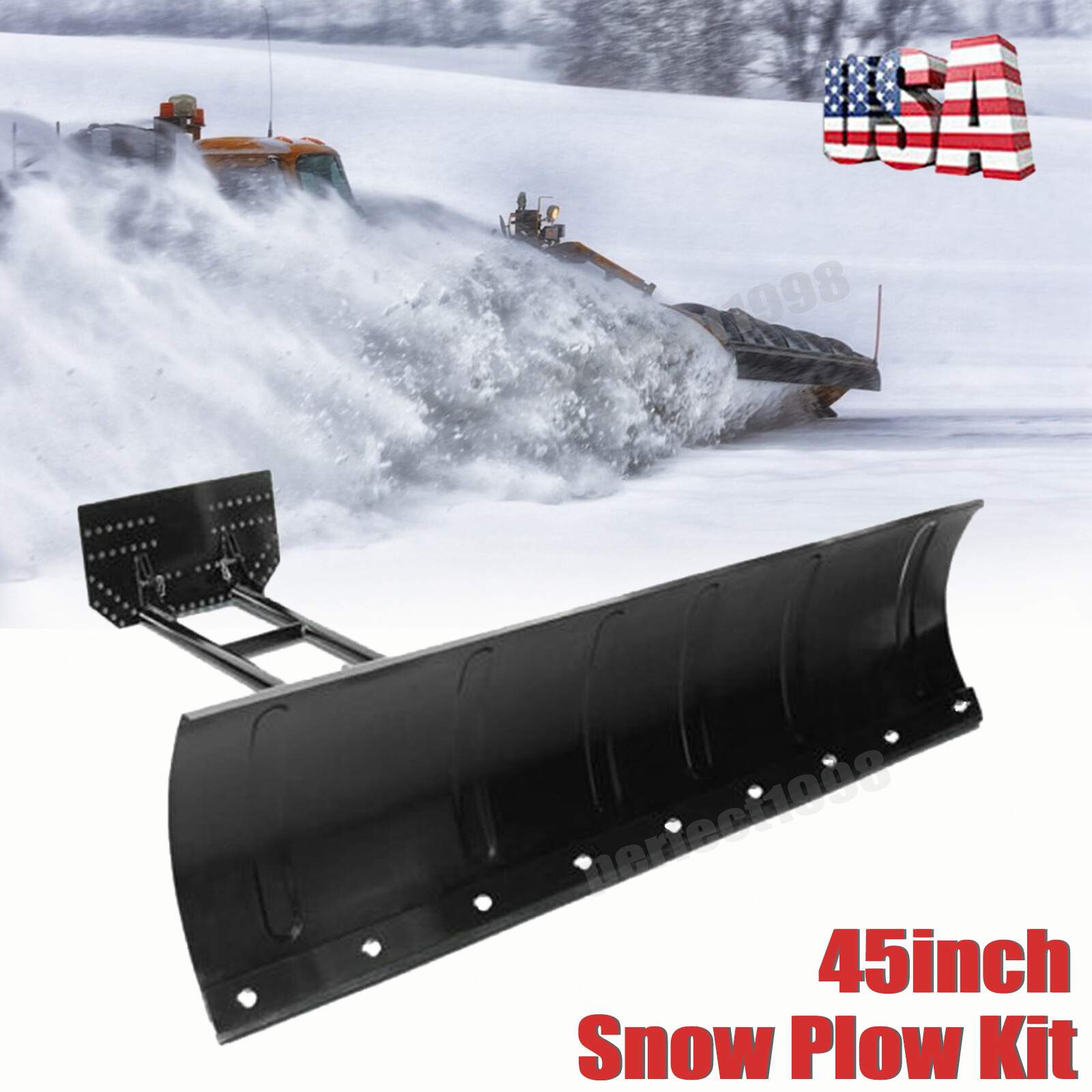 Kit for ATV UTV Snow Plow Kit 45” Steel Blade Complete Universal Mount Package