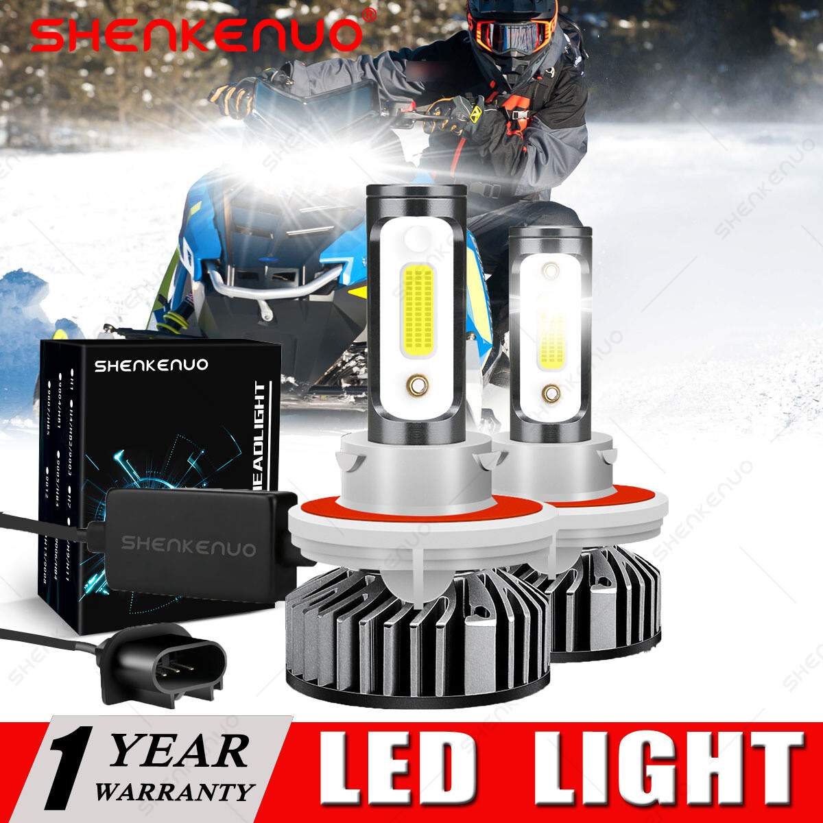 2 SUPER 9008 LED headlight bulbs for Polaris Indy EVO: 2019-2020 snowmobile: USA