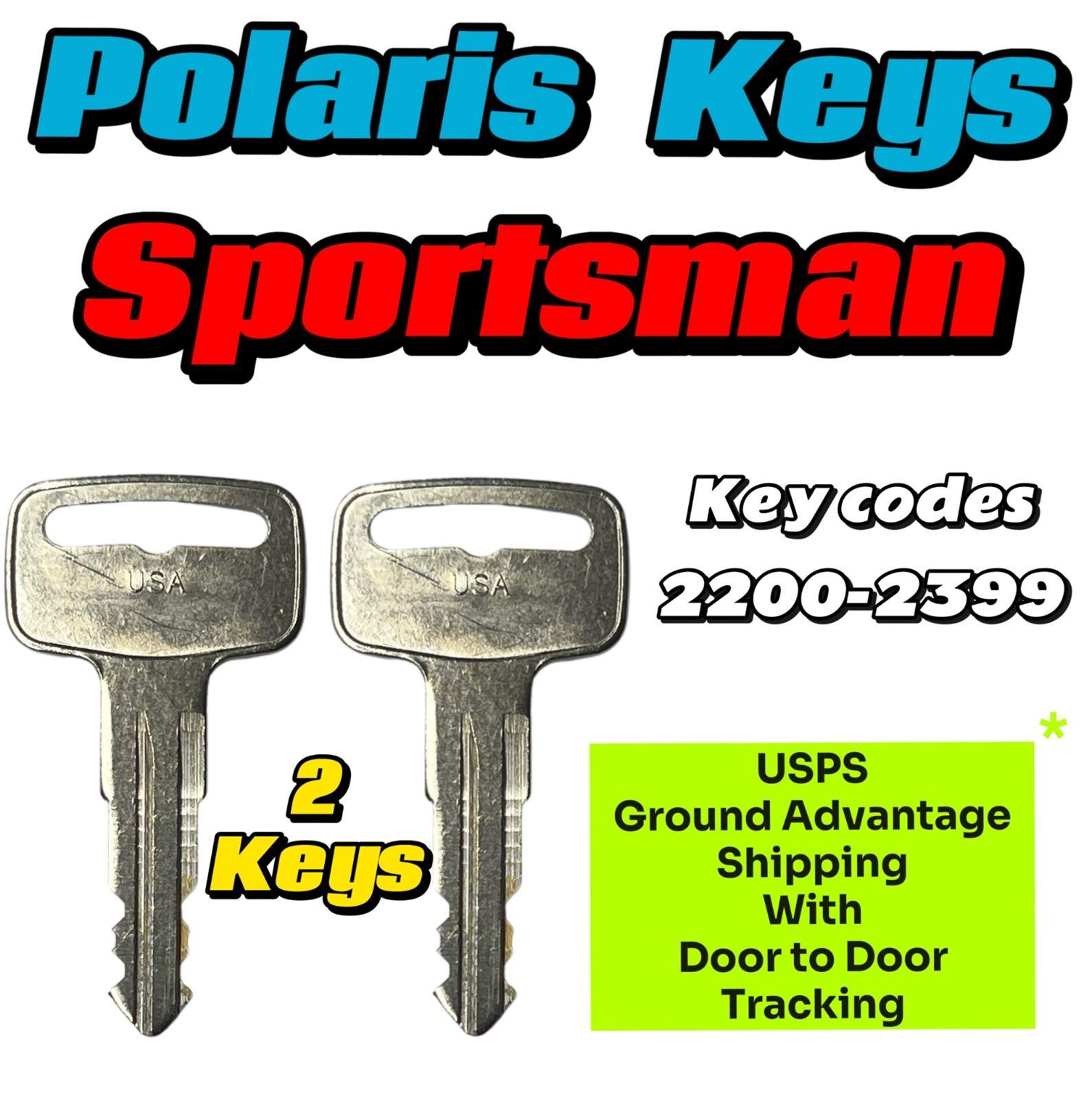 2 Polaris Sportsman Keys Spare Replacement Cut To Your Key Code 2200-2399