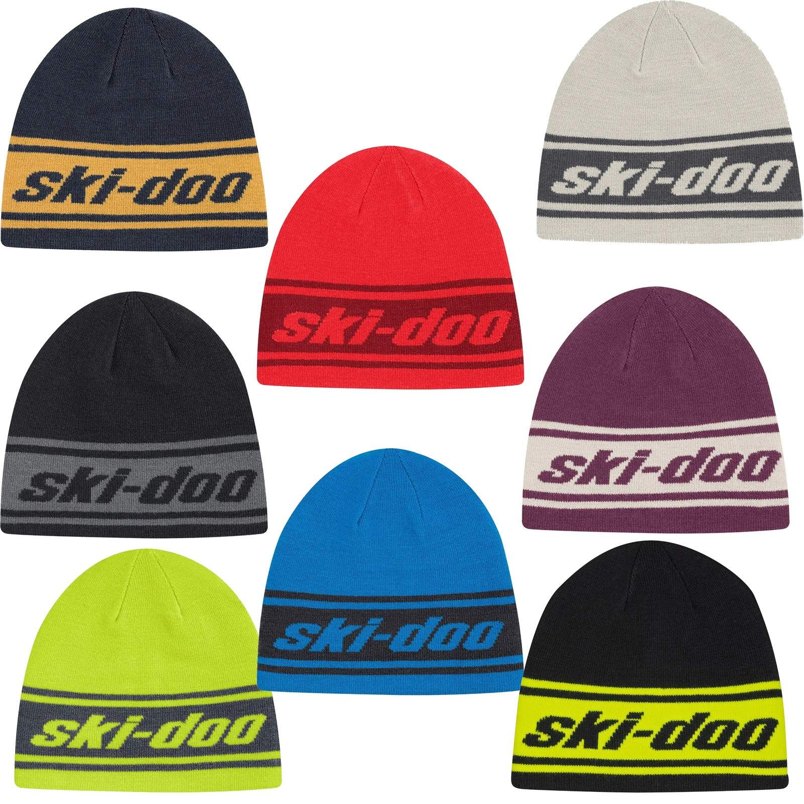 Ski-Doo Reversible Snowmobile Beanie Snocross 2 in 1 Warm Acrylic Knit Logos