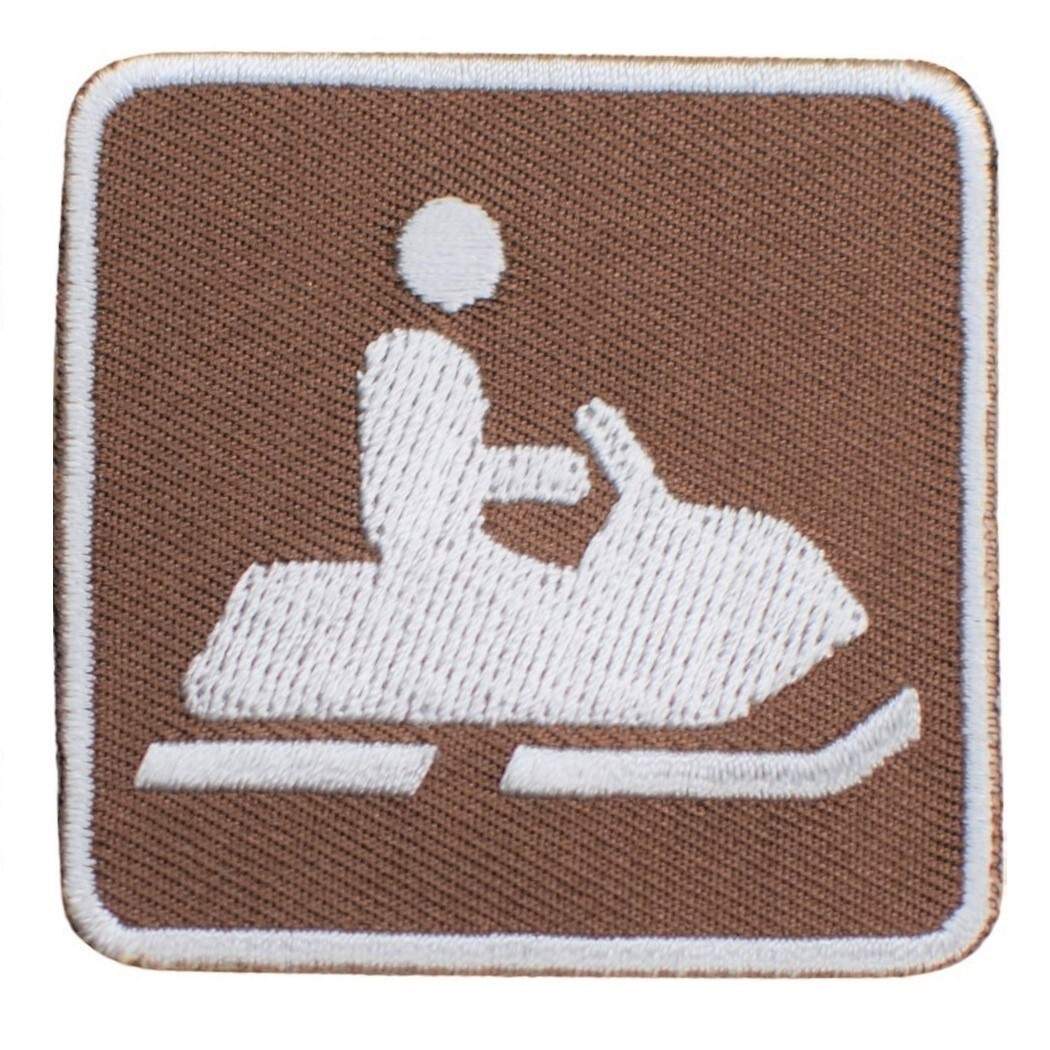 Snowmobile Patch – Winter Snow Park Sign Recreational Activity Embroidered Badge