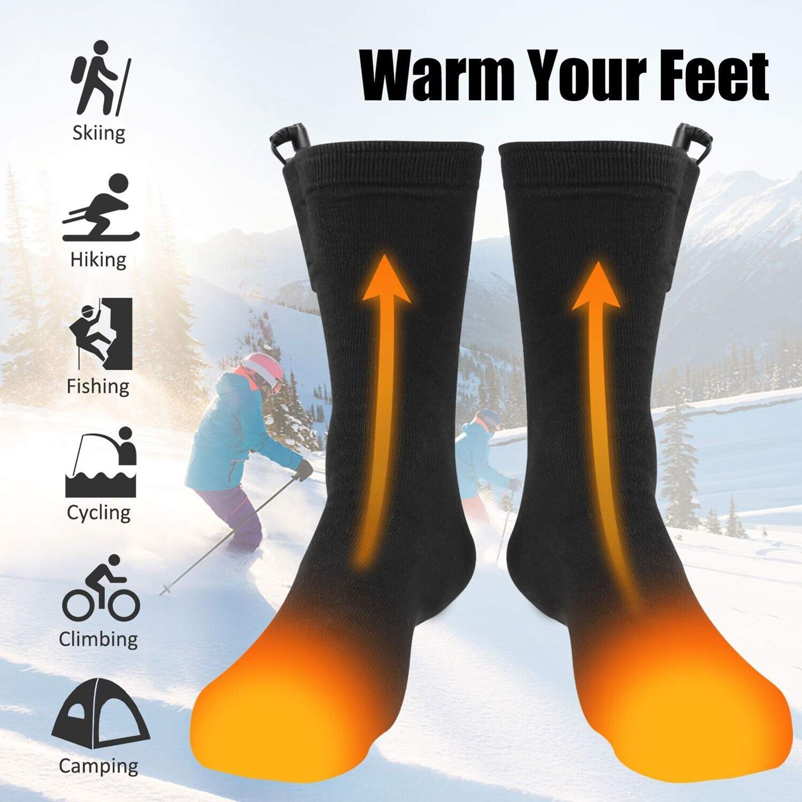 Winter Heated Socks USB Heating Socks Warmth Outdoor Heated Boots Snowmobile Ski