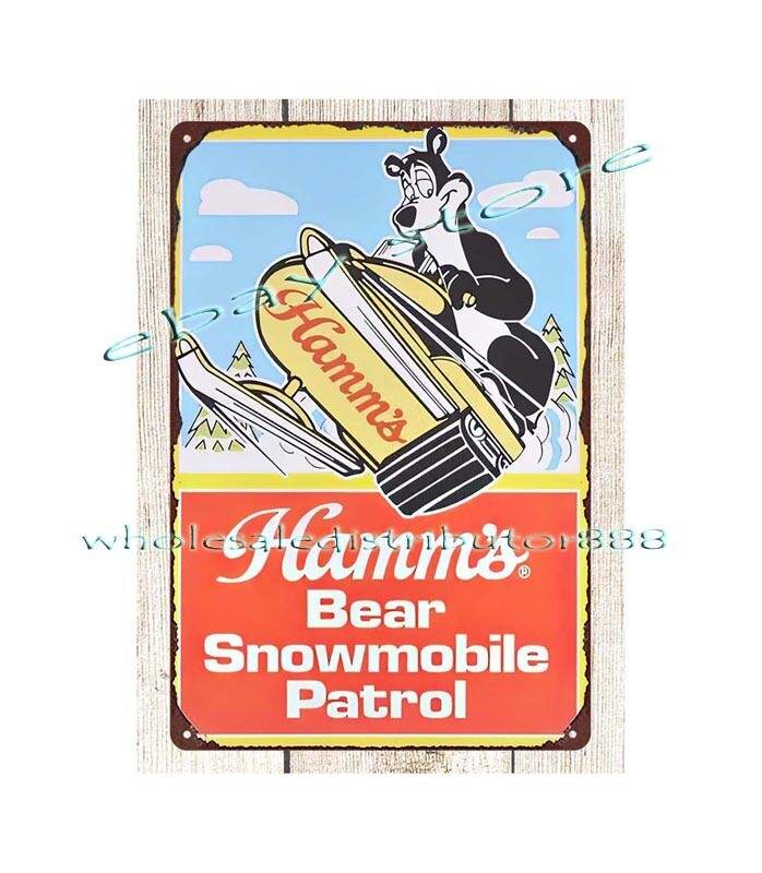 retro beer memorabilia snowmobile metal tin sign tin wall hanging