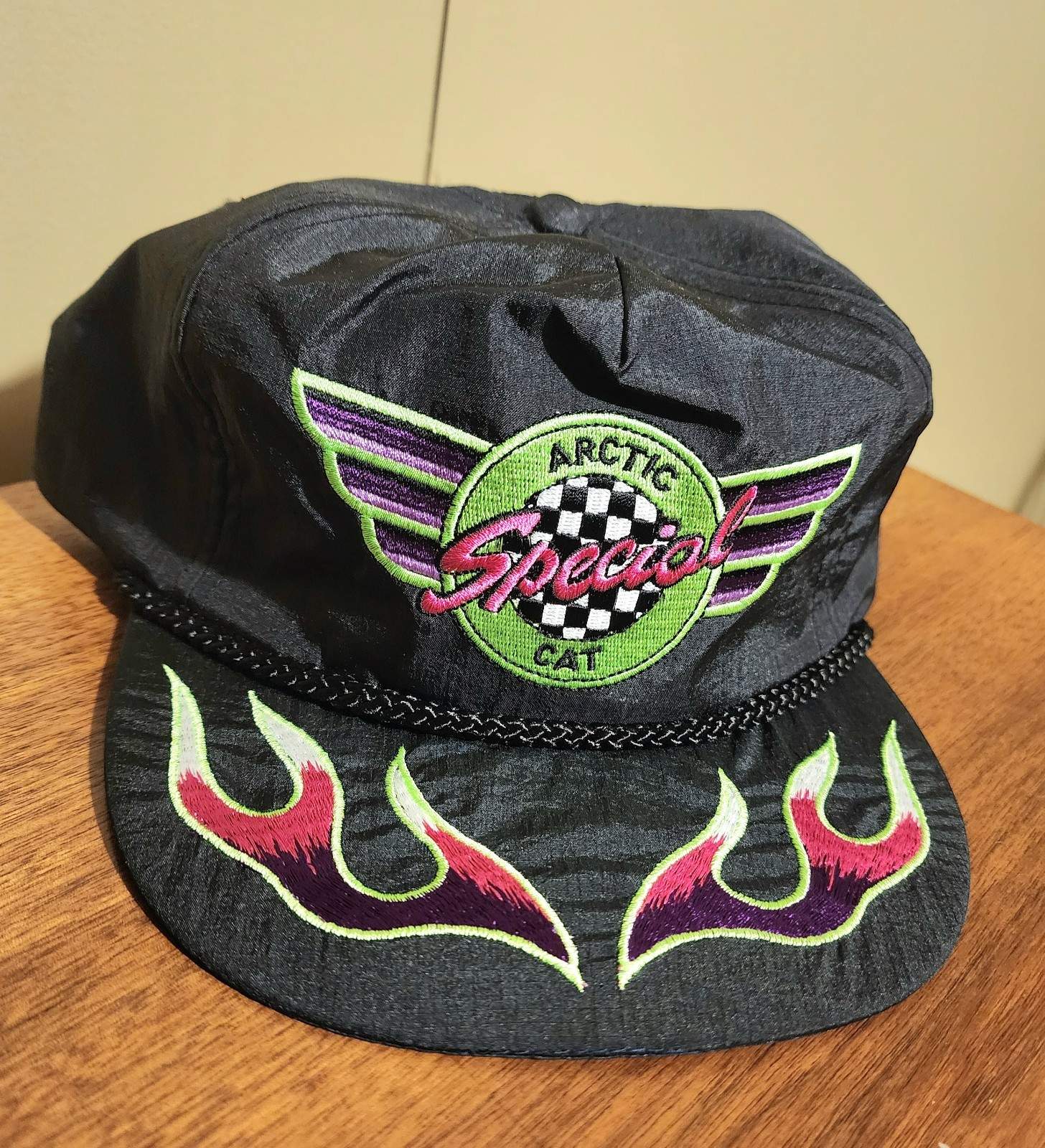 Vintage 90s Artic Cat Satin Snapback Snowmobiles