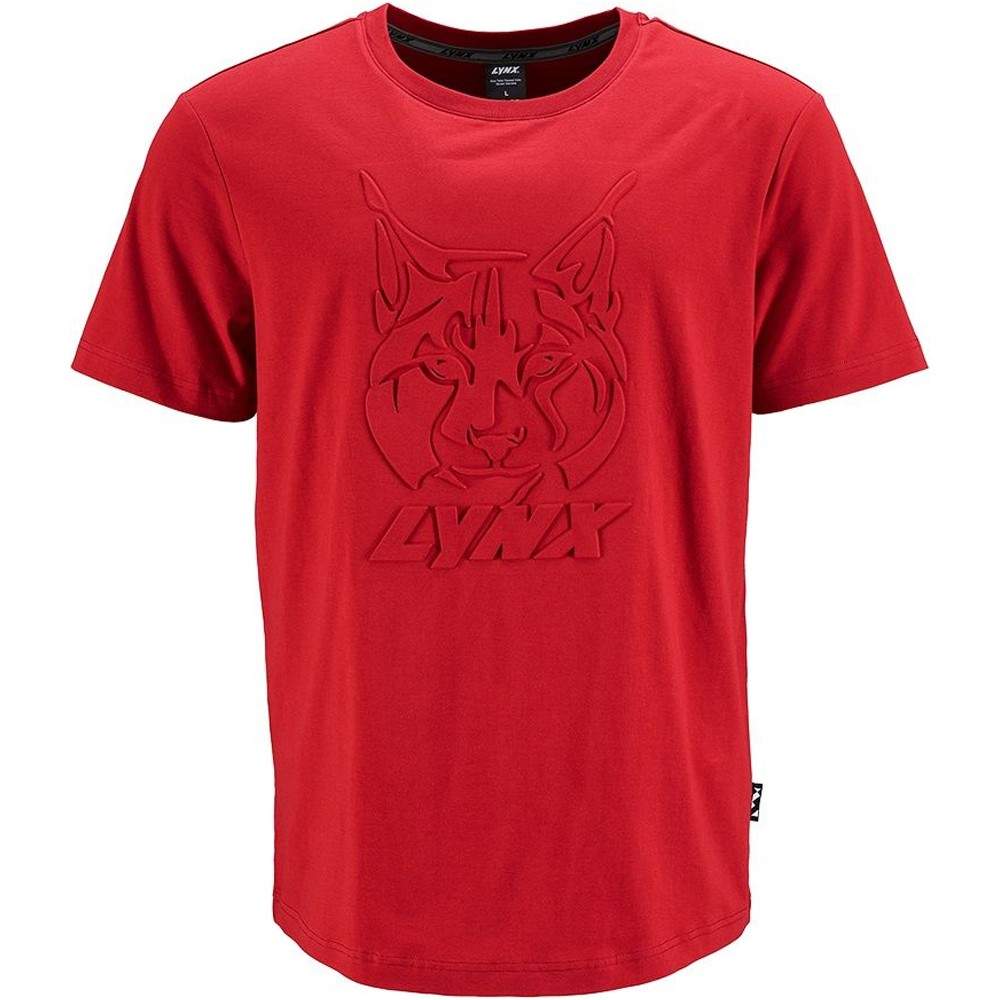 Ski-Doo Mens Lynx Signature T-Shirt Tee Short Sleeve 3D Embossed Print Red