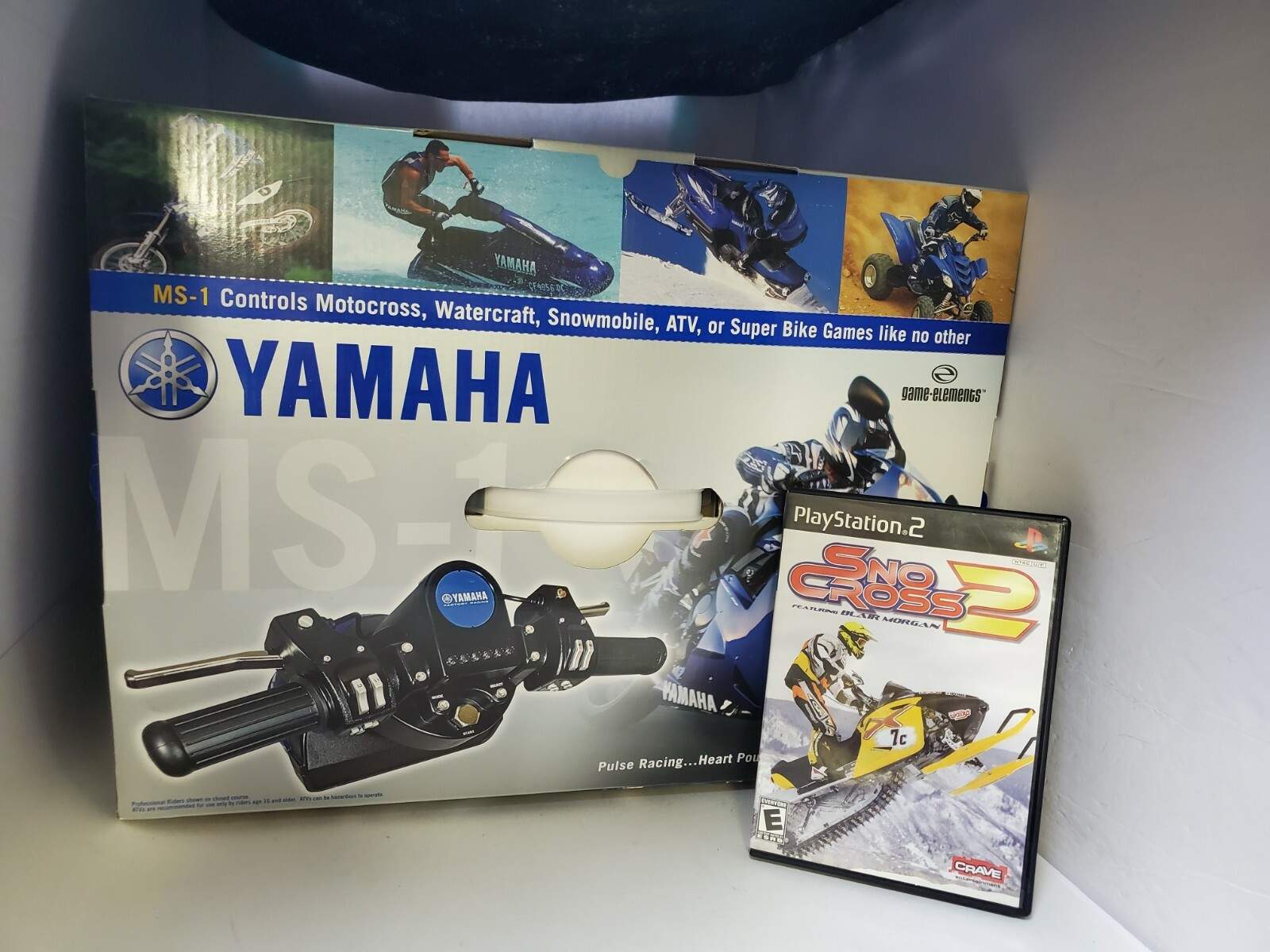 NEW YAMAHA SNOWMOBILE CONTROLLER FOR PS2 + USED CIB  SNO CROSS 2  GAME
