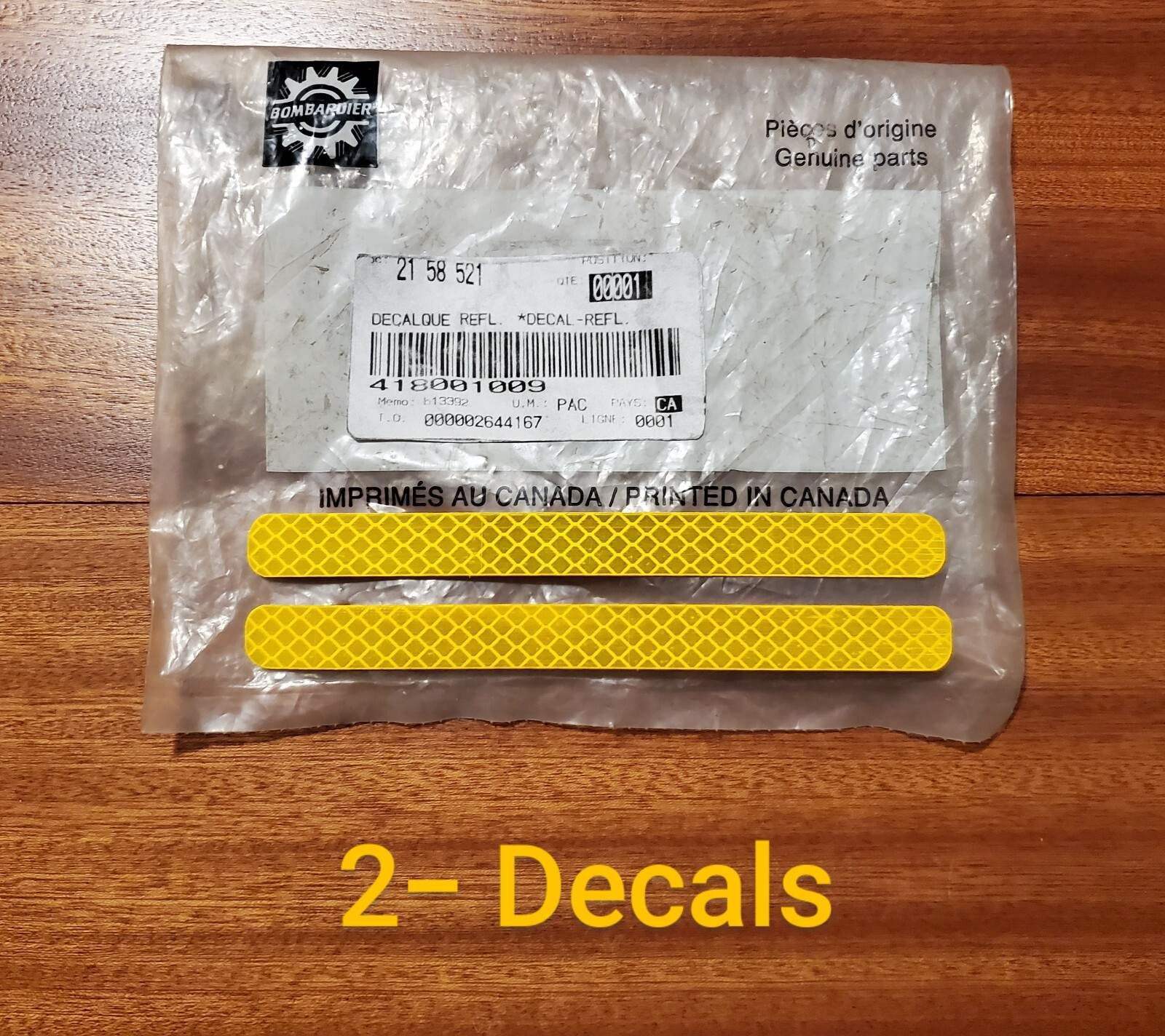 1996-2001 SKI-DOO FRONT BUMPER REFLECTOR DECAL YELLOW MXZ (2) NEW OEM 418001009