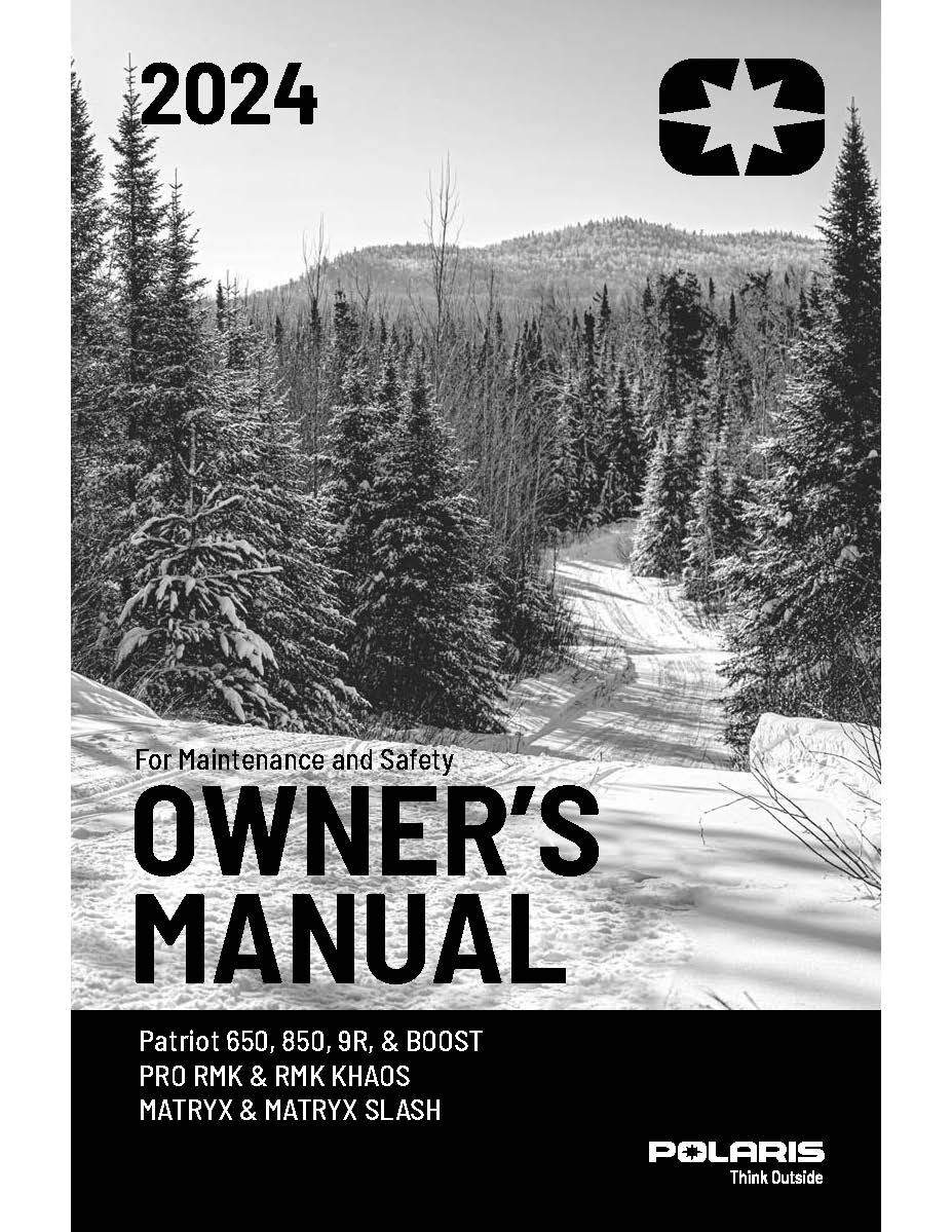 Polaris Snowmobile Owners Manual Book 2024 Patriot 9R RMK Khaos 146 Slash
