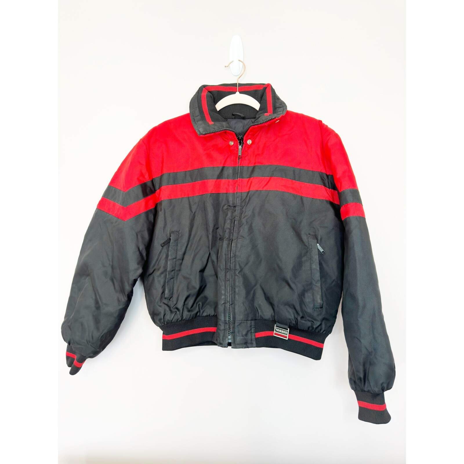 Vintage Maxim Wear Yamaha Snowmobile Large Ladies Black Red Jacket Winter Coat