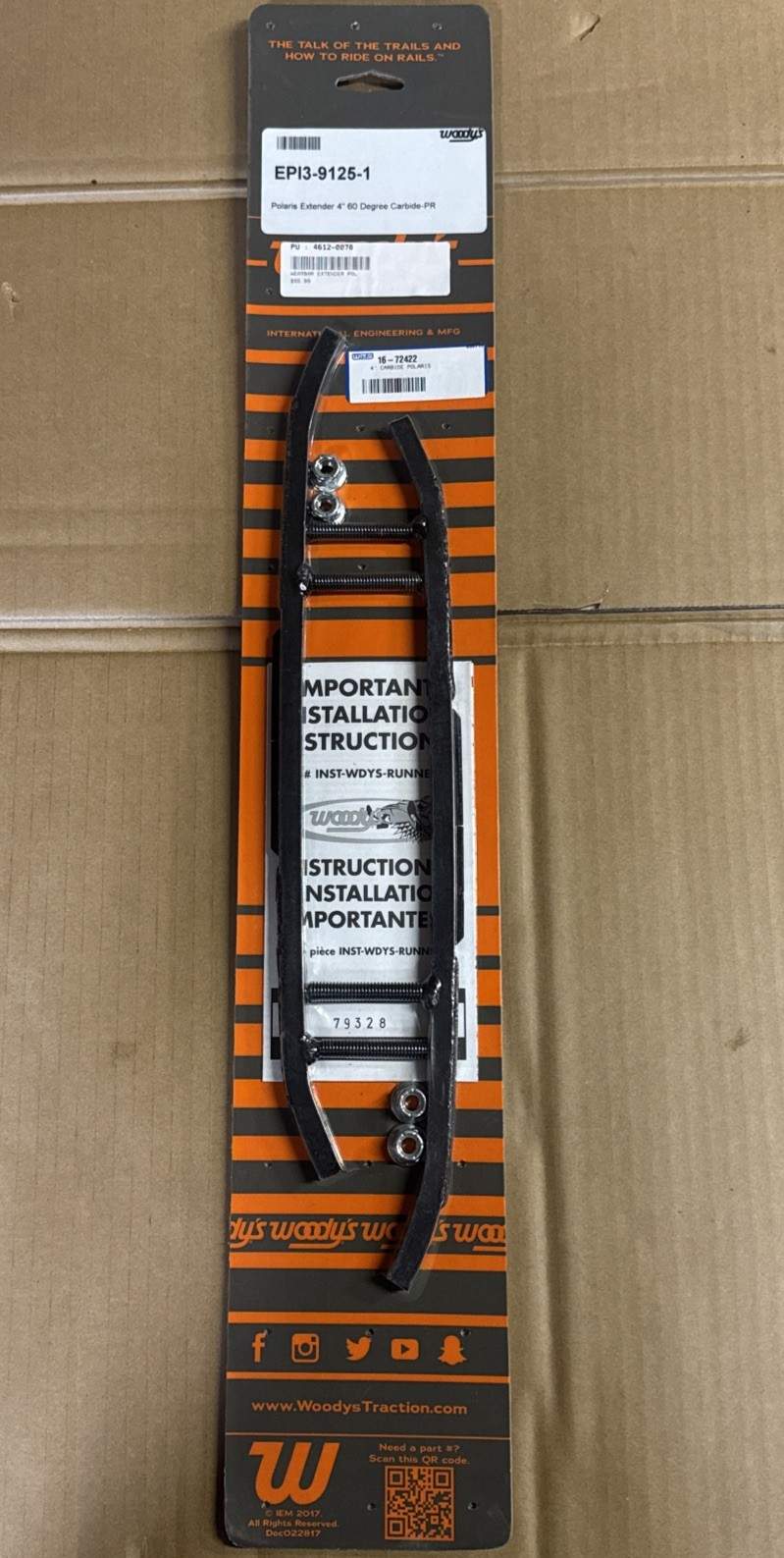 Woodys EPI3-9125-1 Extender 4” Flat-Top Carbide Runners Polaris Snowmobile