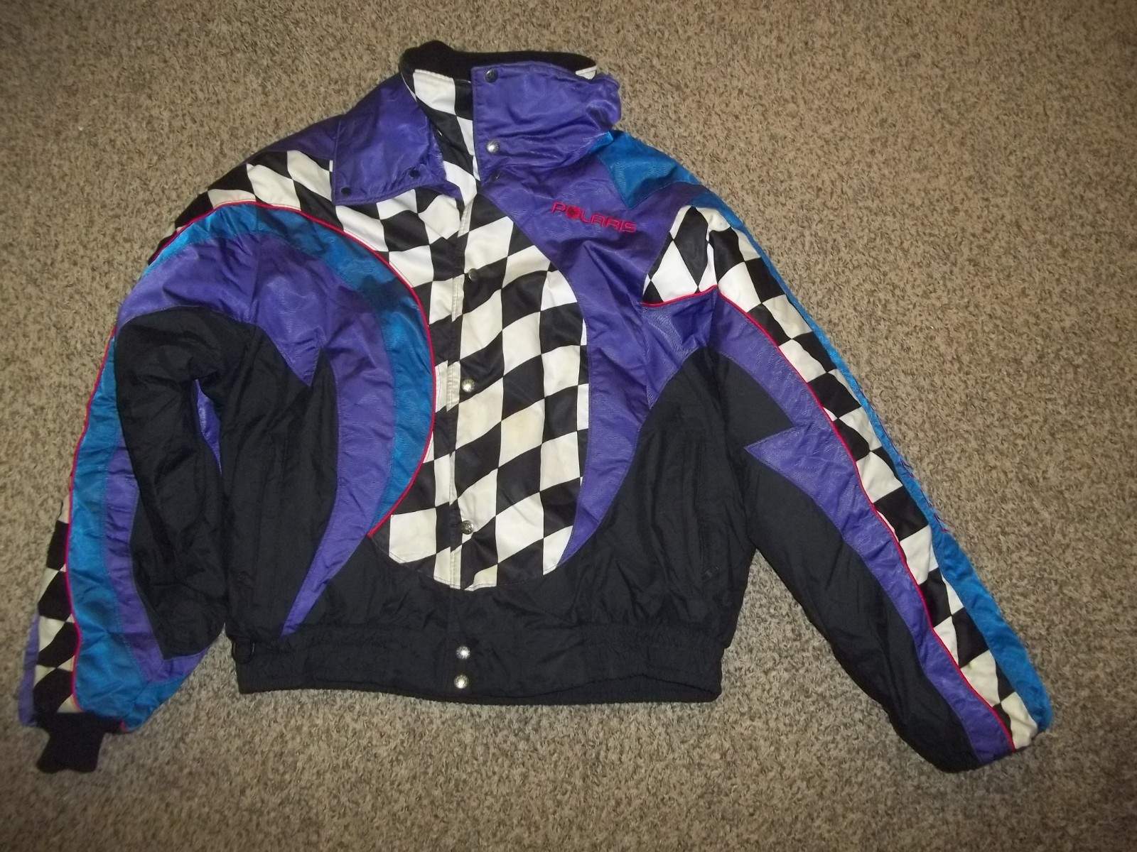 Vintage Polaris Snowmobile BLACK VIOLET SAPPHIRE Jacket Men’s X-LARGE
