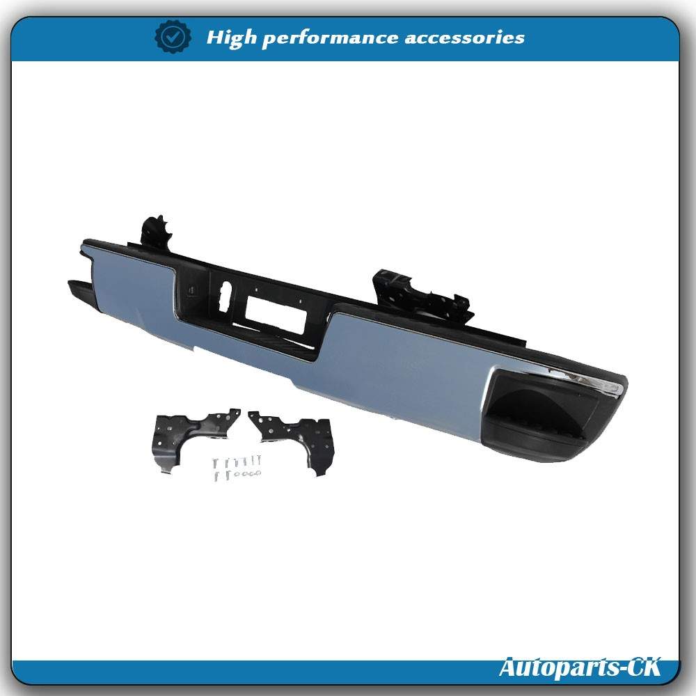 Rear Bumper Chrome Steel Fit For Silverado 1500 2014-2018 W/O Park Assist Sensor