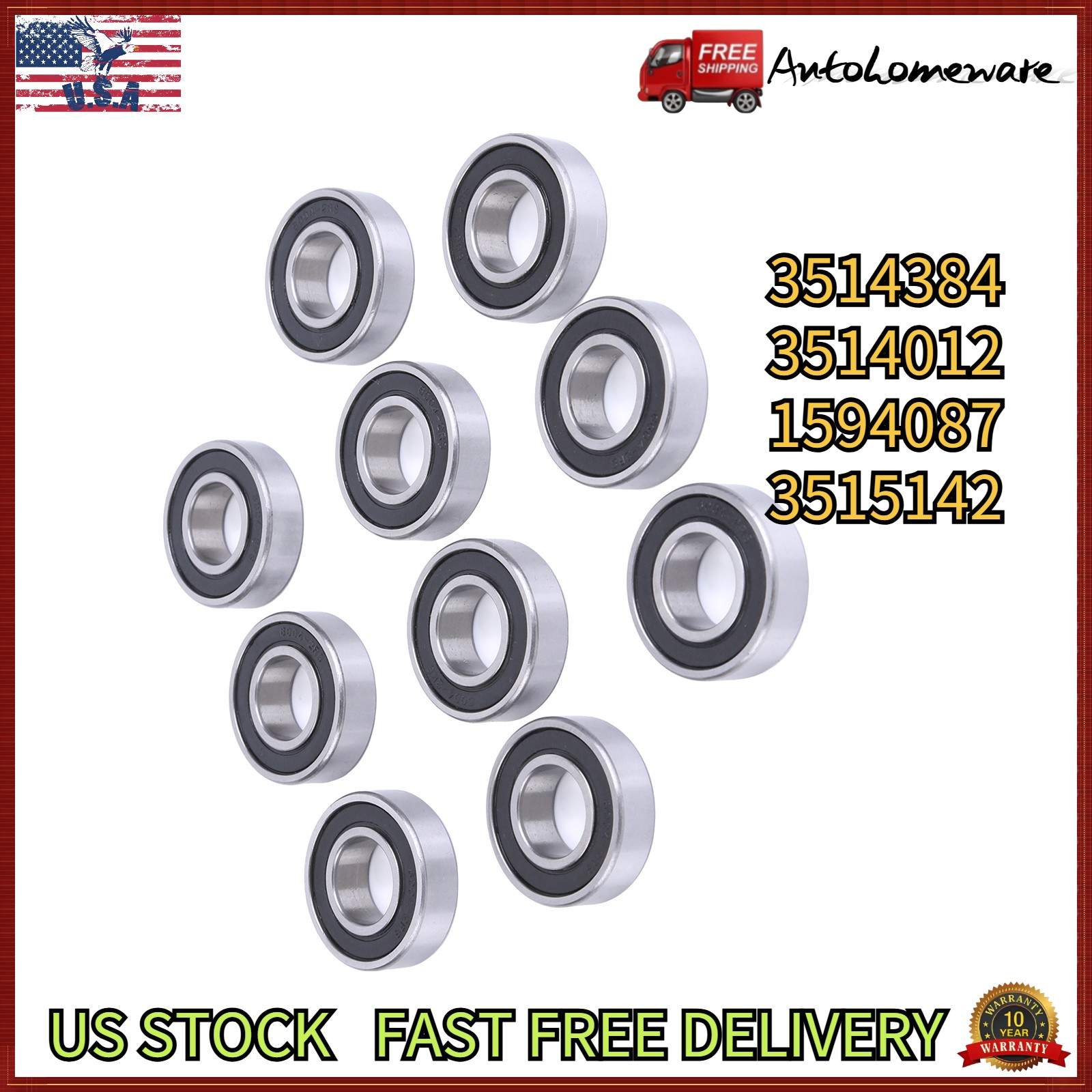 3514384 3514012 3515142 New Idler Wheel Bearings 10Pcs For Polaris Snowmobile US