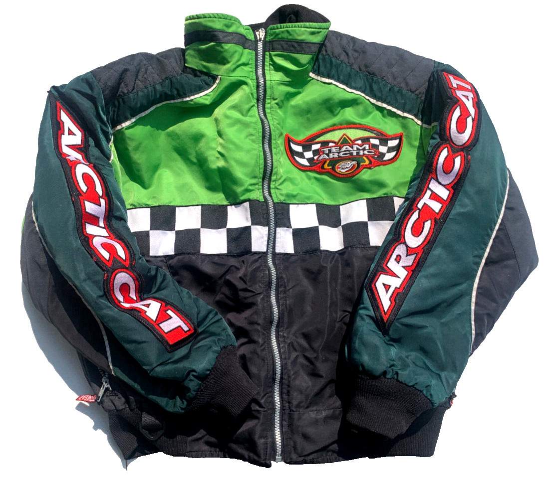 VINTAGE TEAM ARTIC CAT SNOWMOBILE RACING BOMBER JACKET 90s KIDS RIVER FALLS