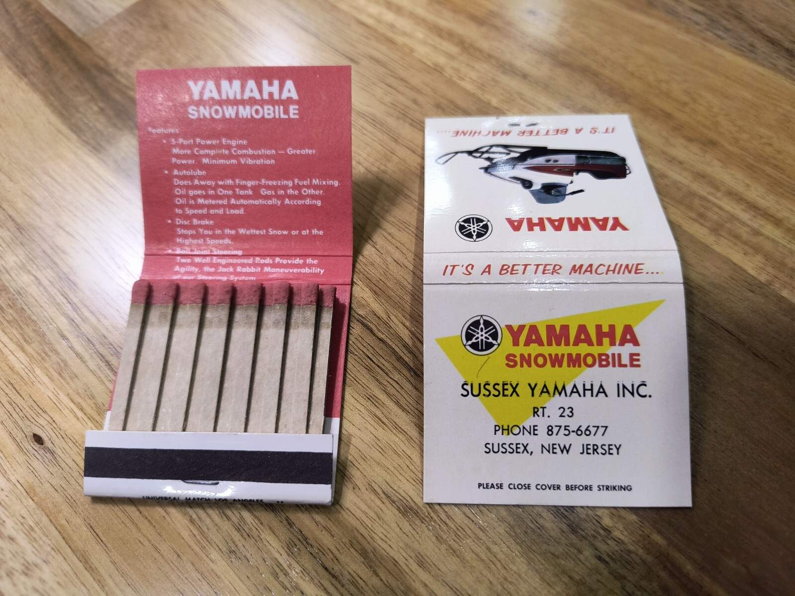 11 Vintage Yamaha snowmobile matchbooks, unstruck