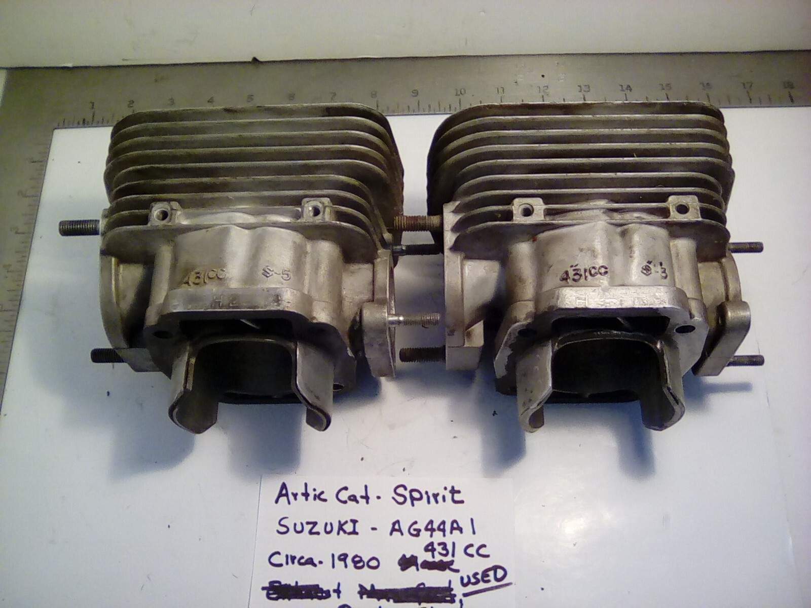 2 EA. ARTIC CAT SNOWMOBILE /SPIRIT CIRCA 1980, SUZUKI 431CC ENGINE CYLINDERS