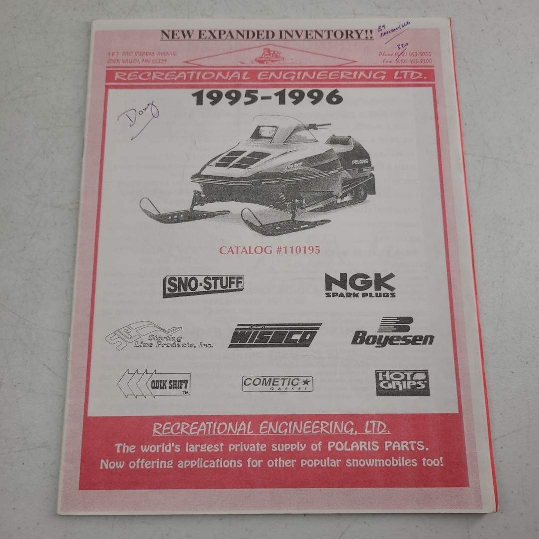 Recreational Engineering 1995 1996 Catalog Polaris Snowmobile Parts Sno Stuff