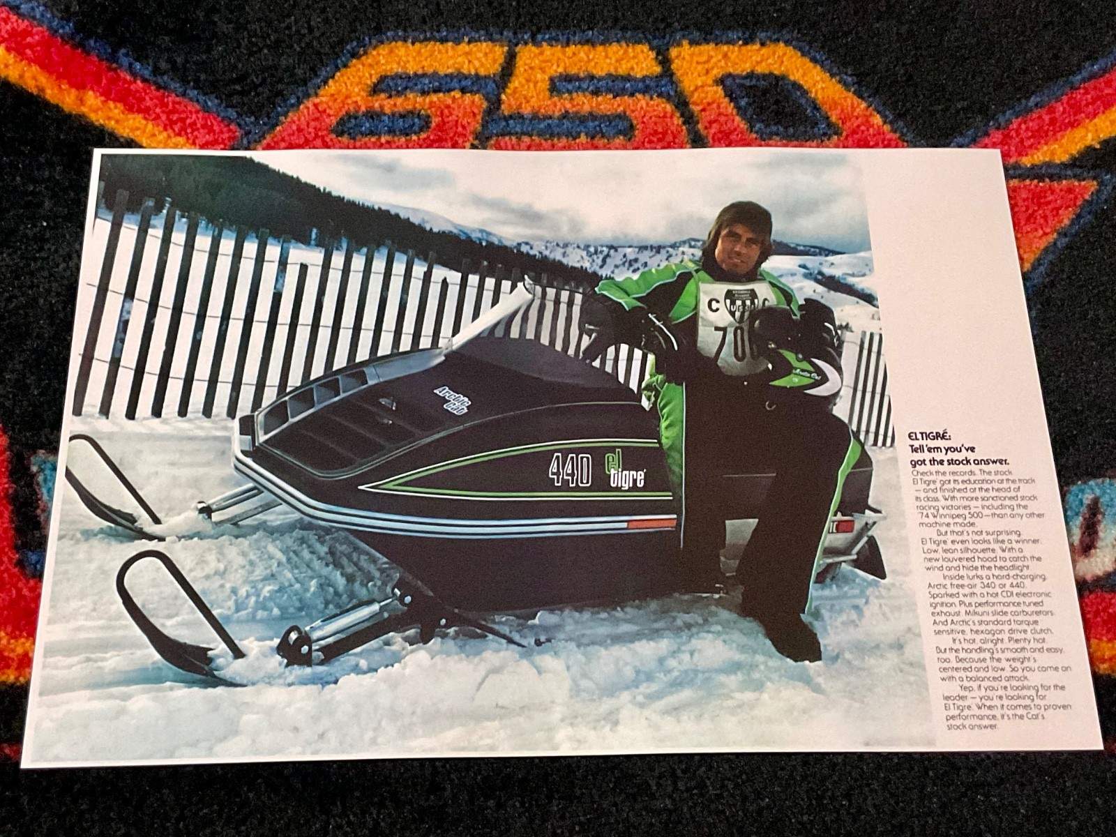 🏁 ‘75 ARCTIC CAT EL TIGRE Snowmobile Poster vintage sled (LEADER) ⚫️🟢