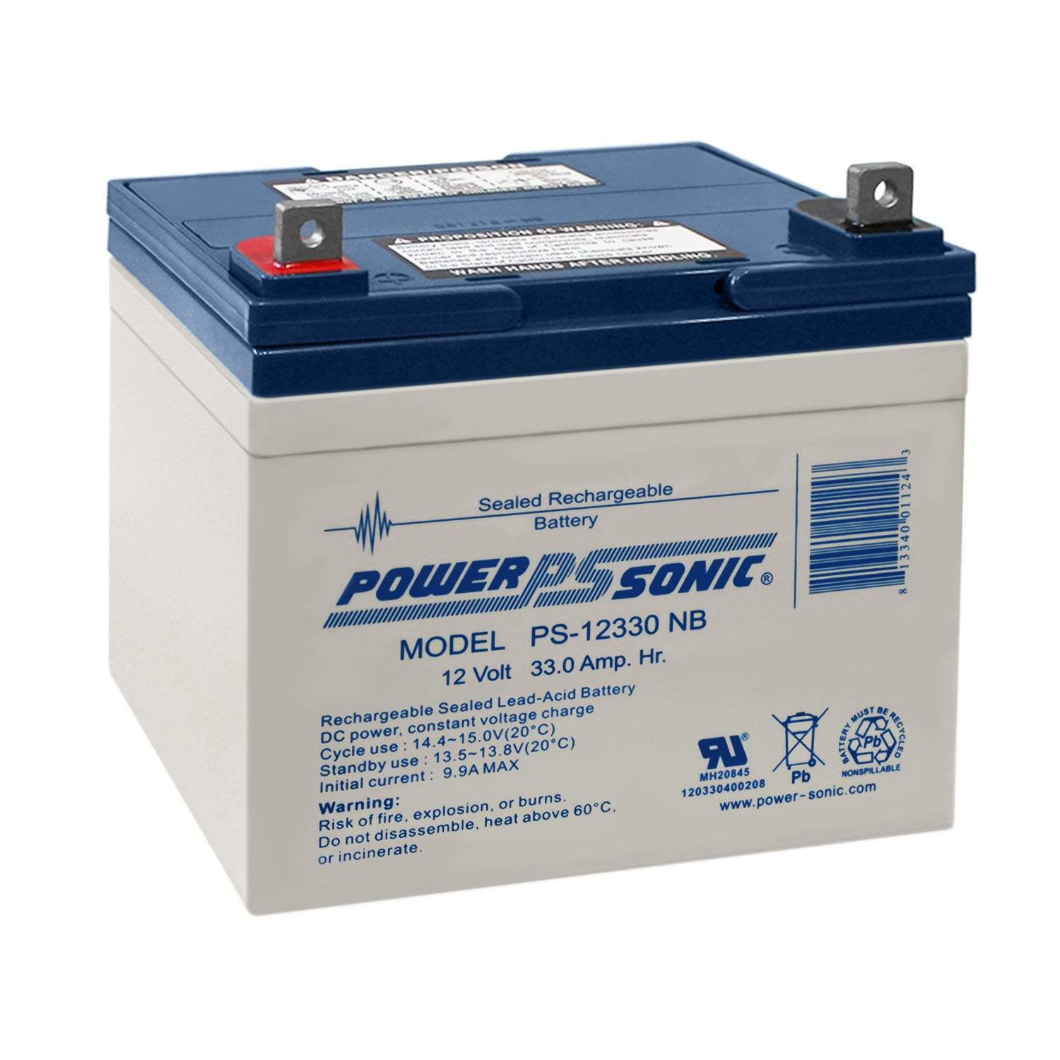 Power-Sonic 12V 33AH SLA Replacement Battery for Power-Sonic PS12330NB PS-12350