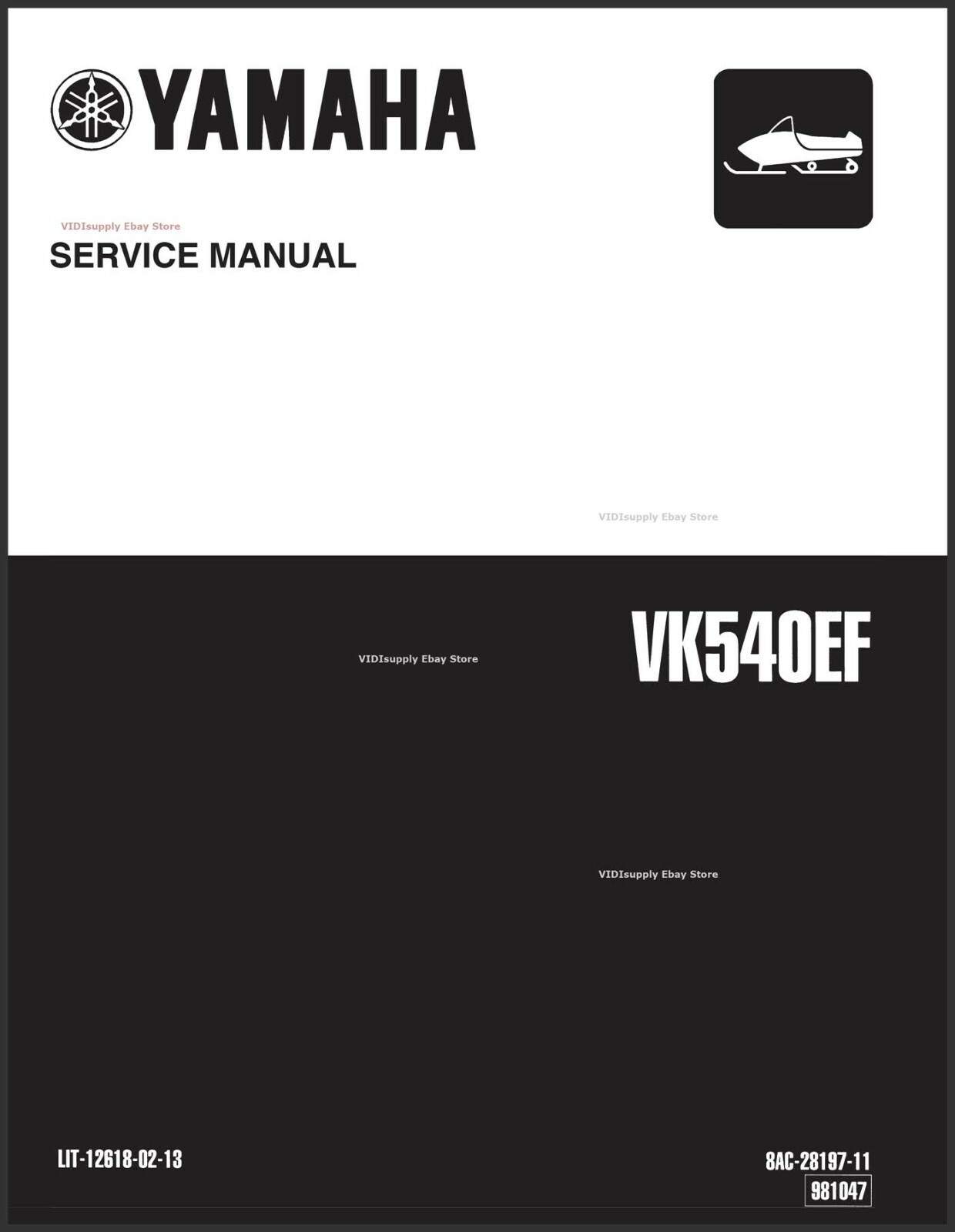 New Yamaha Snowmobile VK540III VK540EF 2001 2002 2003 2004 2005 Service Manual