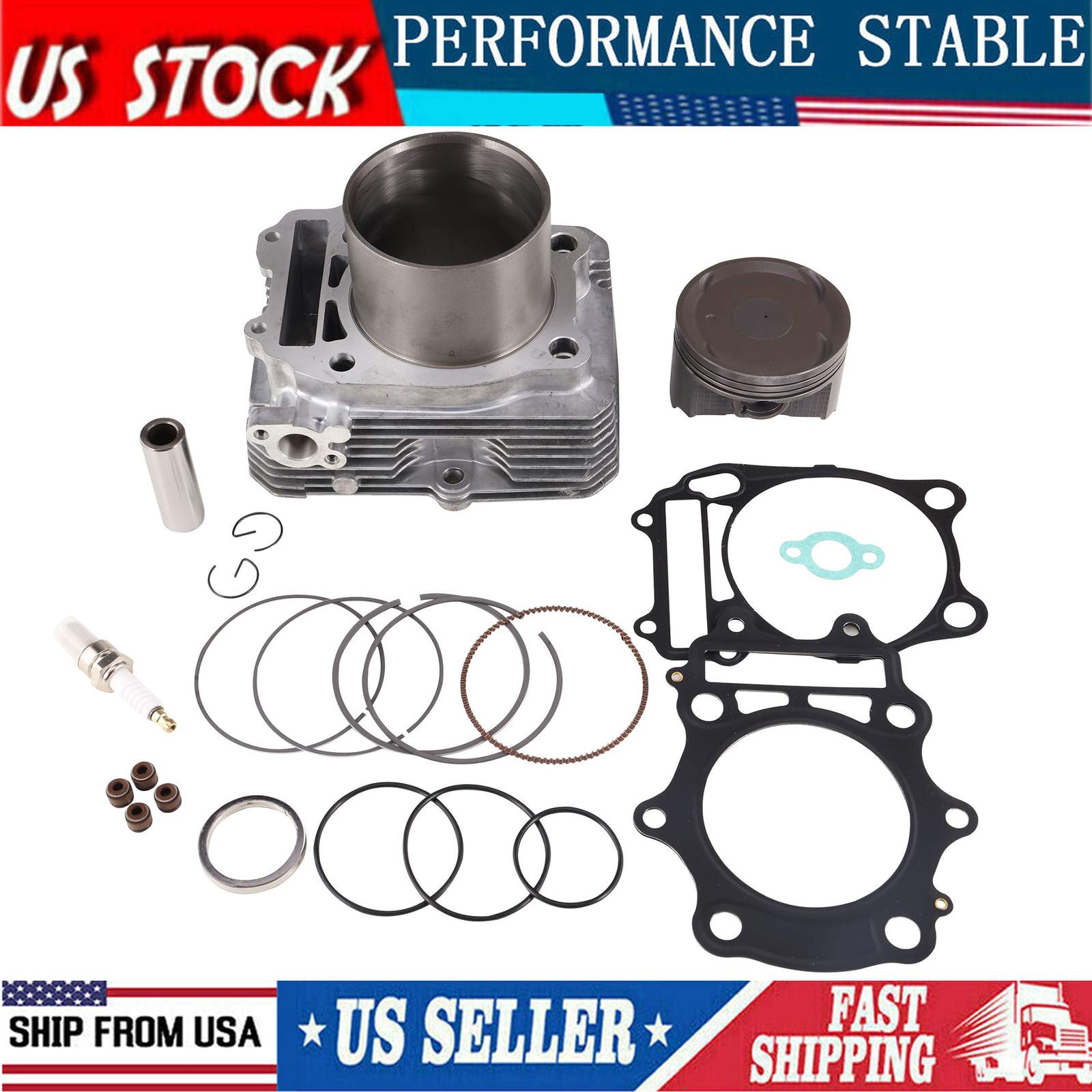 For 04-08 Artic Cat 400 Manual Automatic Cylinder Jug Piston Top End Rebuild Kit