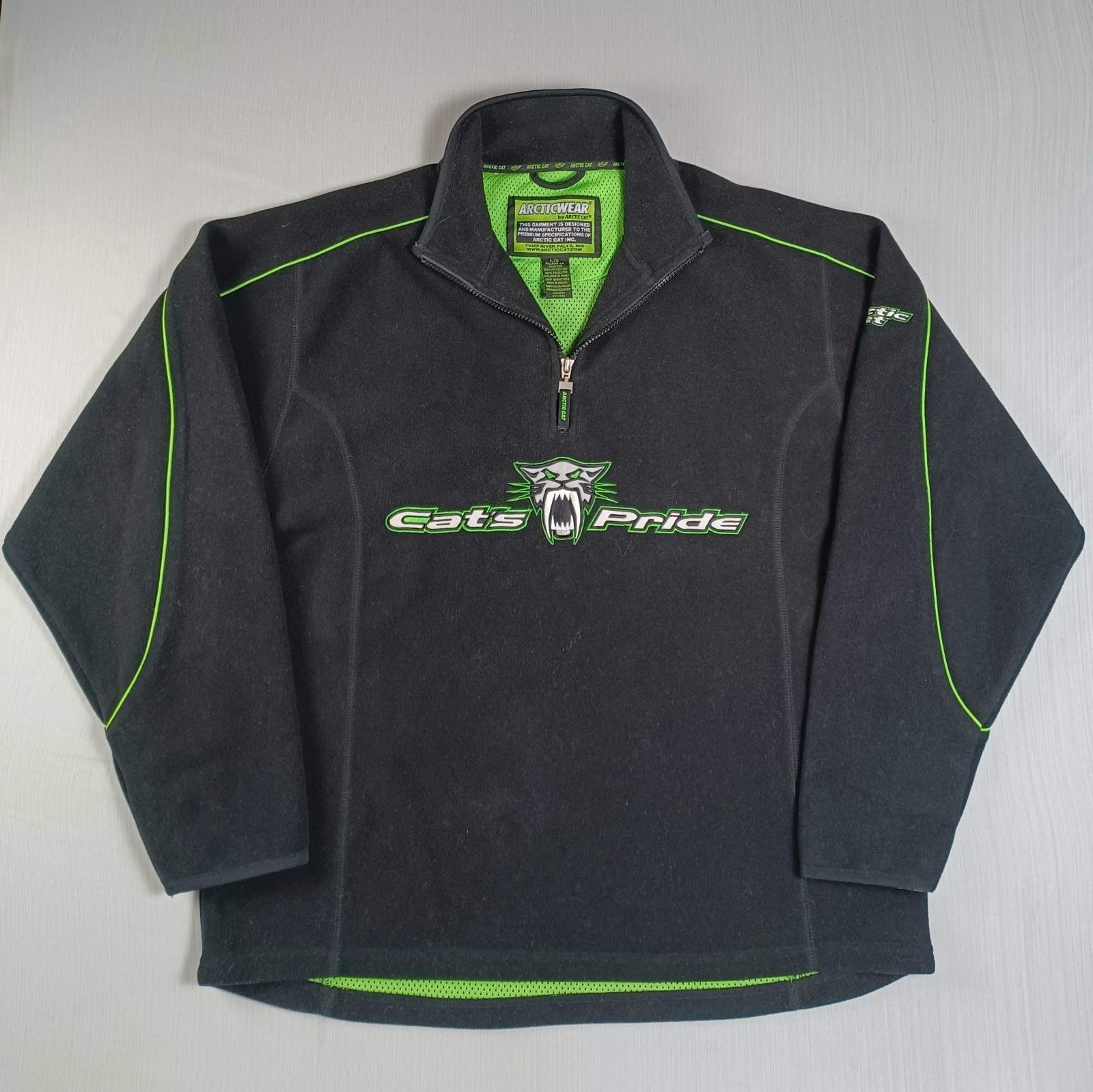 Arcticwear Artic Cat Pride Fleece Jacket Mens Large Black 1/4 Zip Pullover