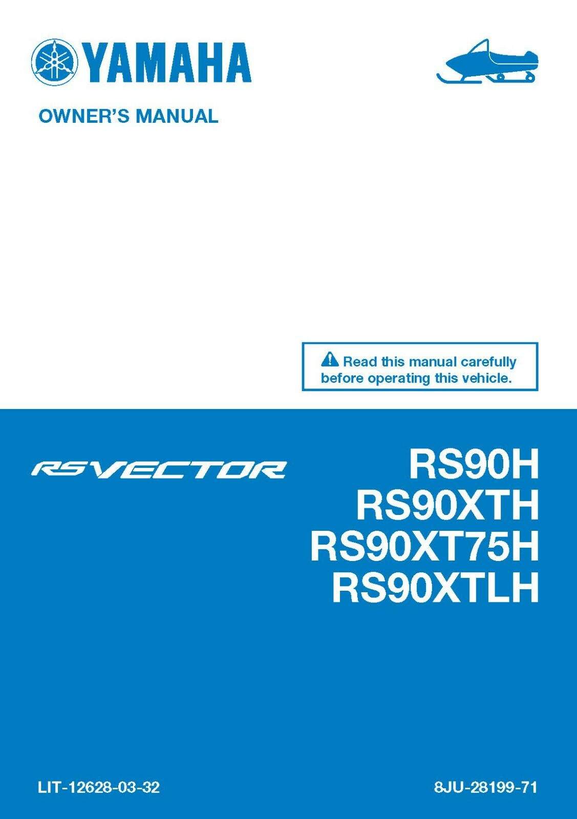 Yamaha Snowmobile Owners Manual Book 2017 RS Vector RS90H & RS90XTH