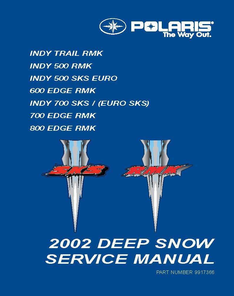 Polaris snowmobile service workshop manual 2002 INDY 500 RMK.
