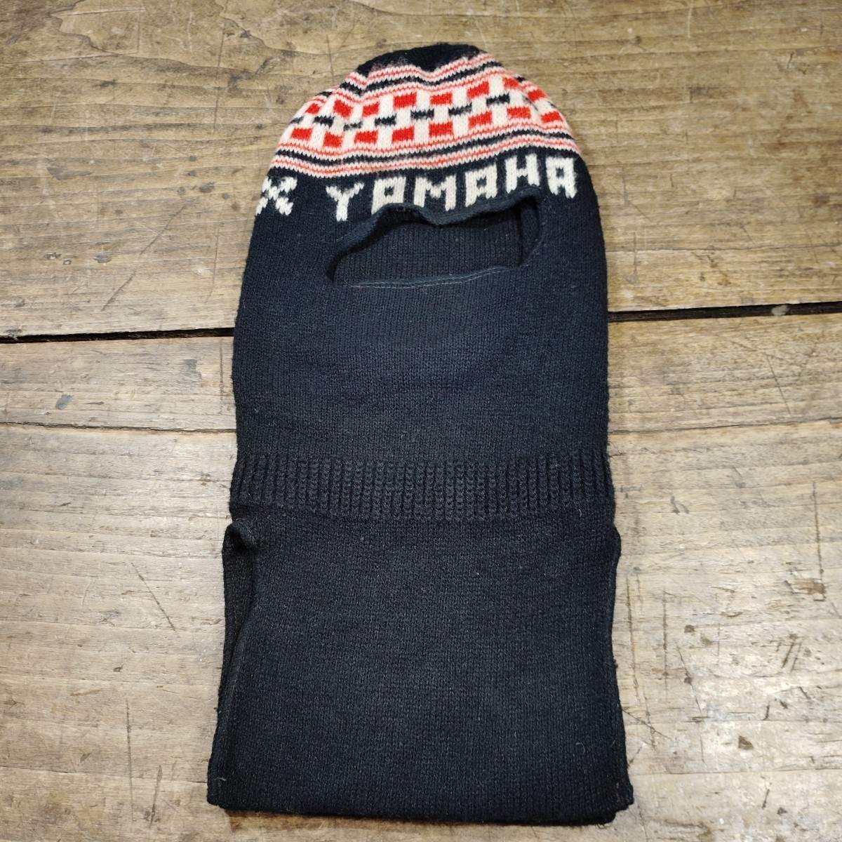 Vintage Yamaha Snowmobile Full Face Winter Knit Ski Mask Hat  Black Red Cap