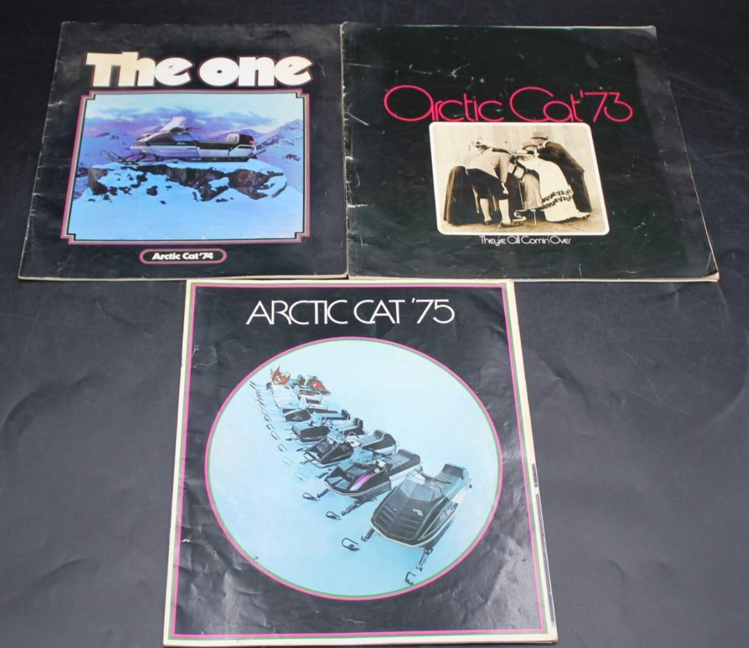 3pc 1973 1974 1975 THE ONE ARTIC CAT Full Line COLOR CATALOG Rare Lot