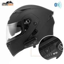 Motorcycle Bluetooth Helmet DOT Modular Full Face Dual Visor FlipUp Black Helmet
