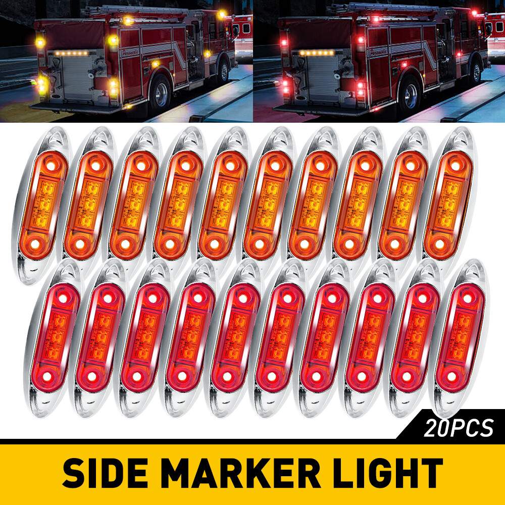 20pc Amber + Red LED 4″ Truck Trailer Clearance Side Marker Lights Universal EAH