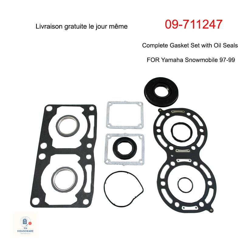 09-711247 For Yamaha Snowmobile Complete Gasket Set with Oil Seals 97-99