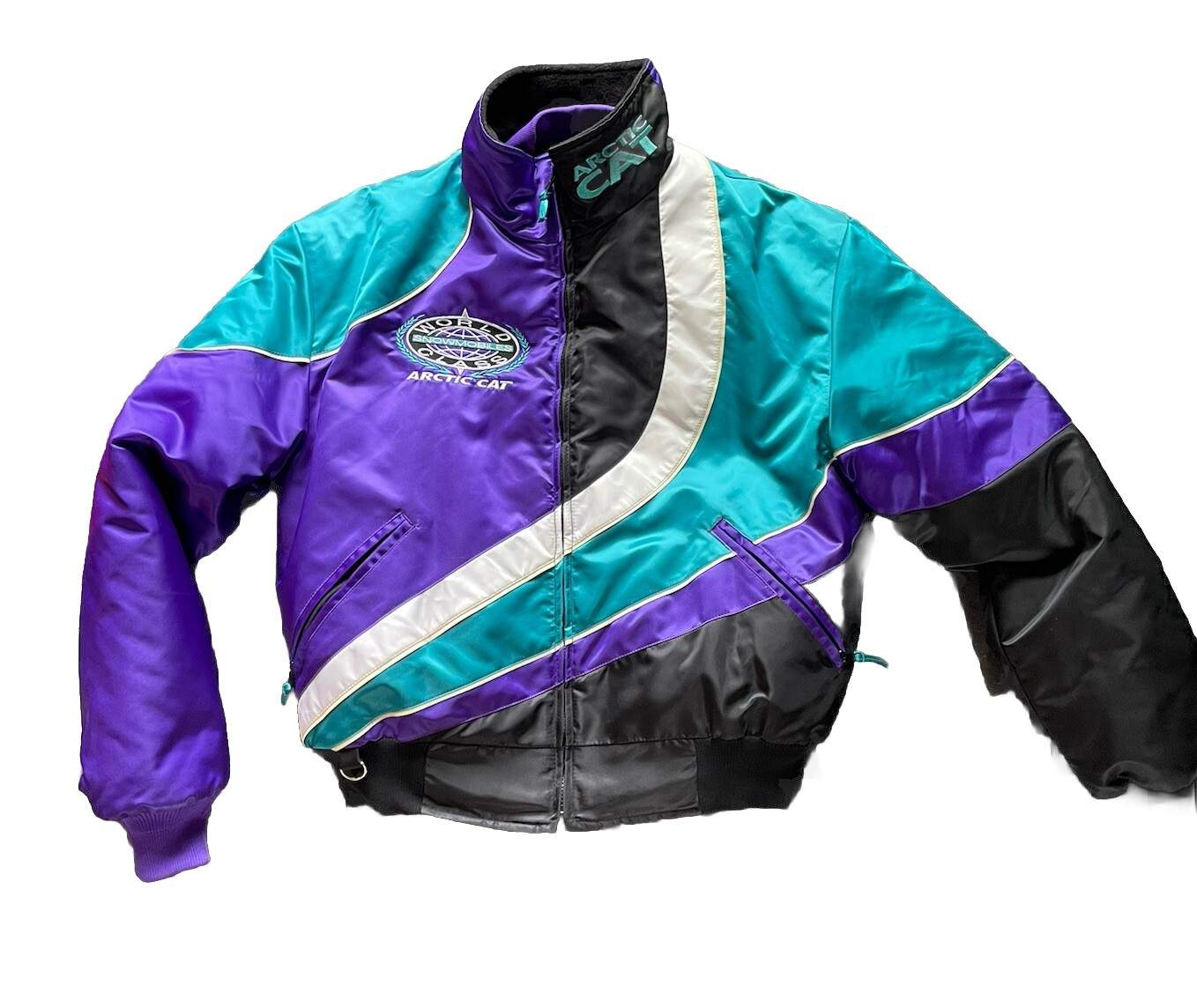 Vintage 90s Artic Cat Snowmobile Jacket Women’s Pride Rider Large Purple Black