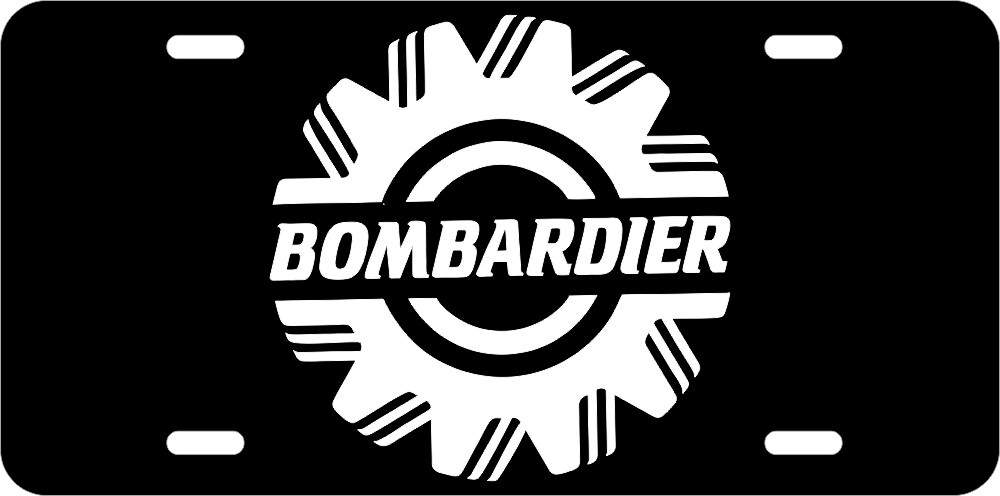 Vintage Bombardier Snowmobile Logo Black White Novelty License Plate (099)