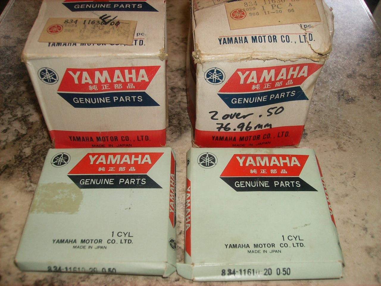 YAMAHA SNOWMOBILE 643 THUNDERJET 650 .050 OVER PISTONS AND RING NOS