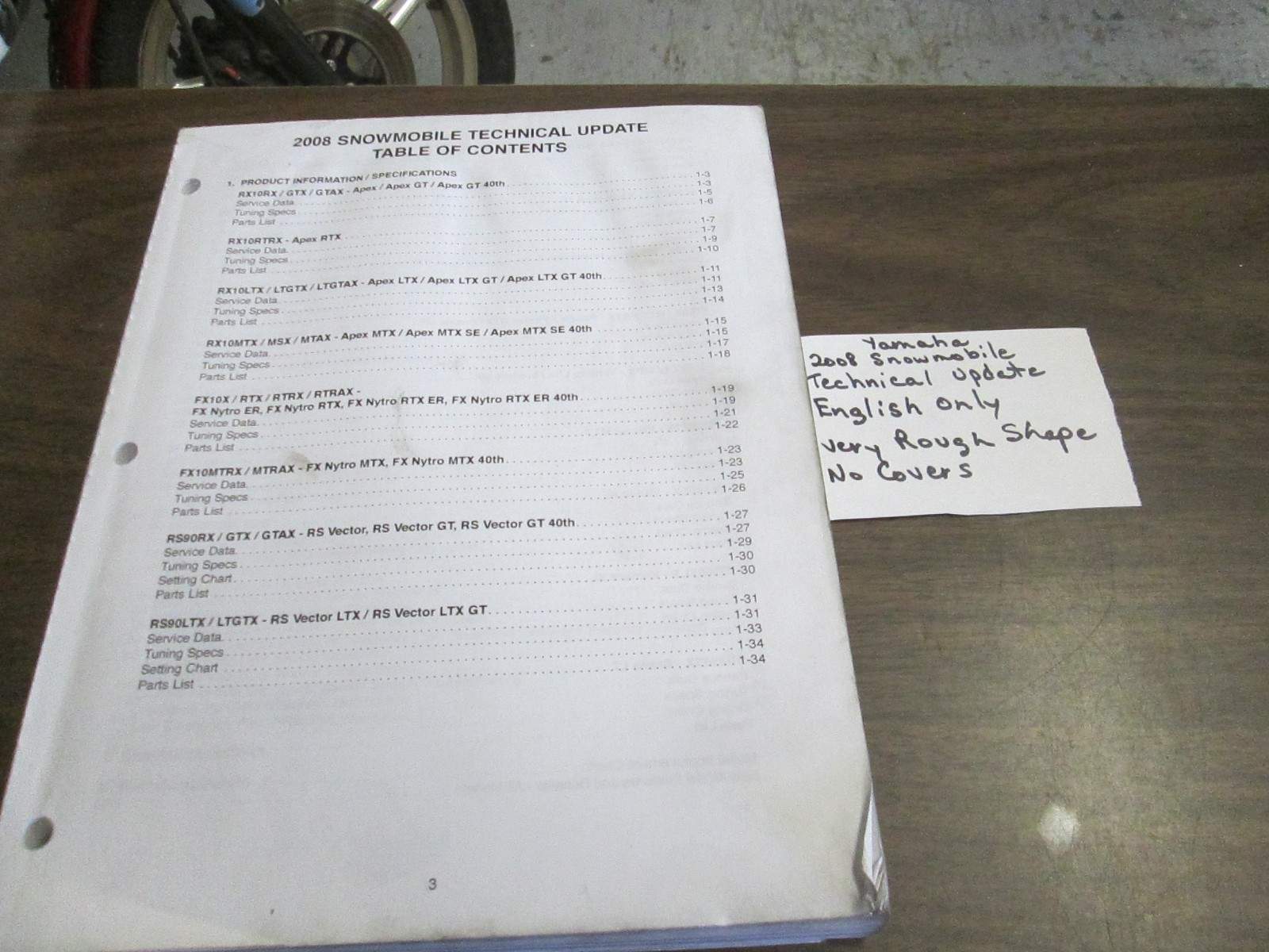 2008 Yamaha Snowmobile technical update manual (Canadian edition) ( ROUGH )