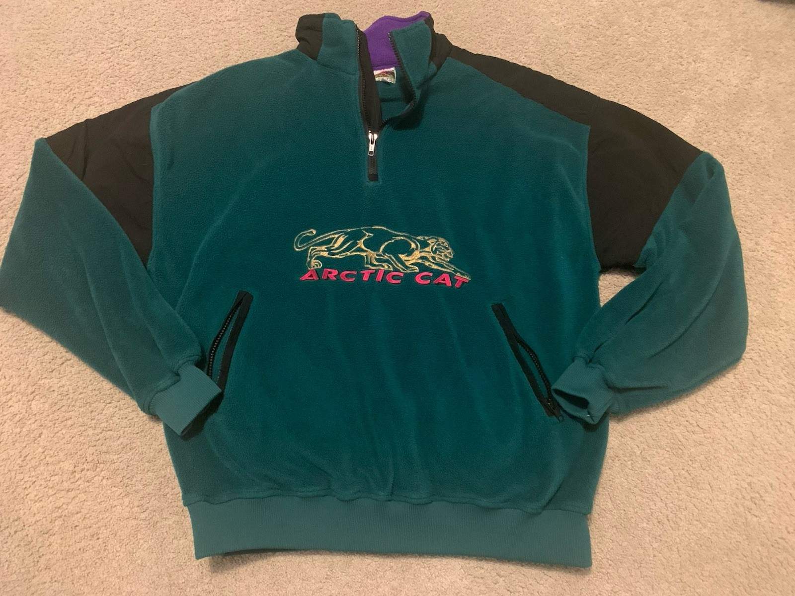 Vintage 90s Artic Cat Snowmobile 1/4 Zip Fleece Size Large