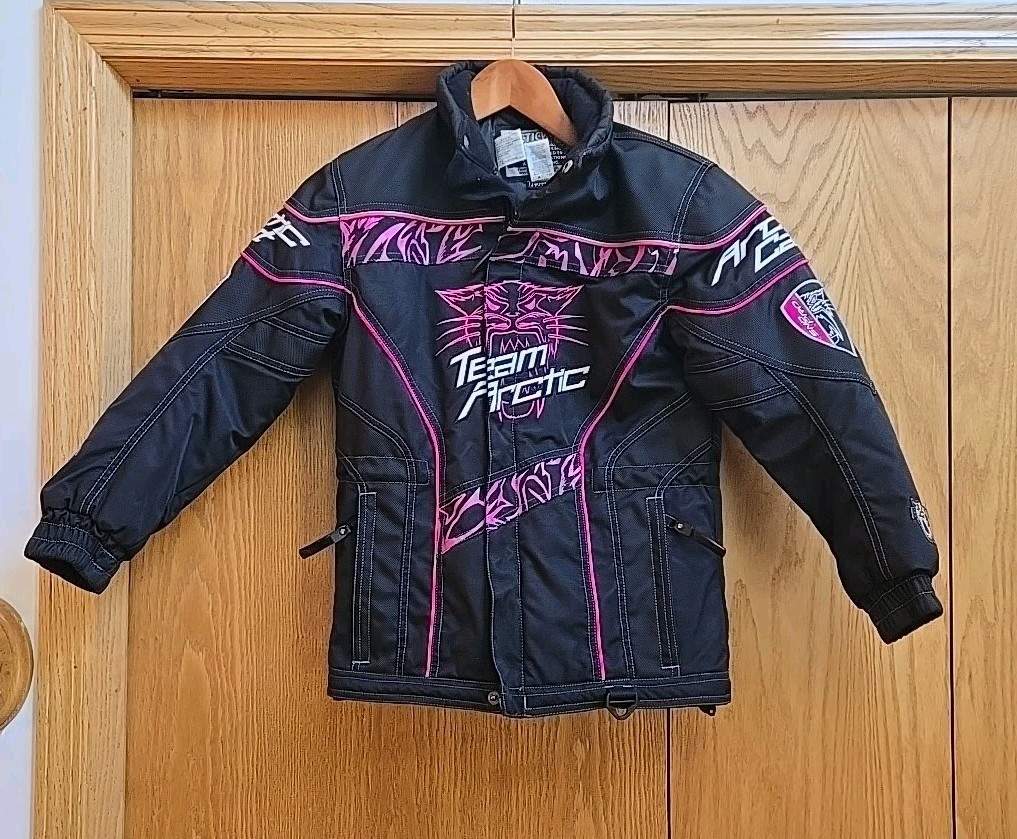 Artic Cat Team Arctic Girls Jacket C8 Black Pink White  EUC