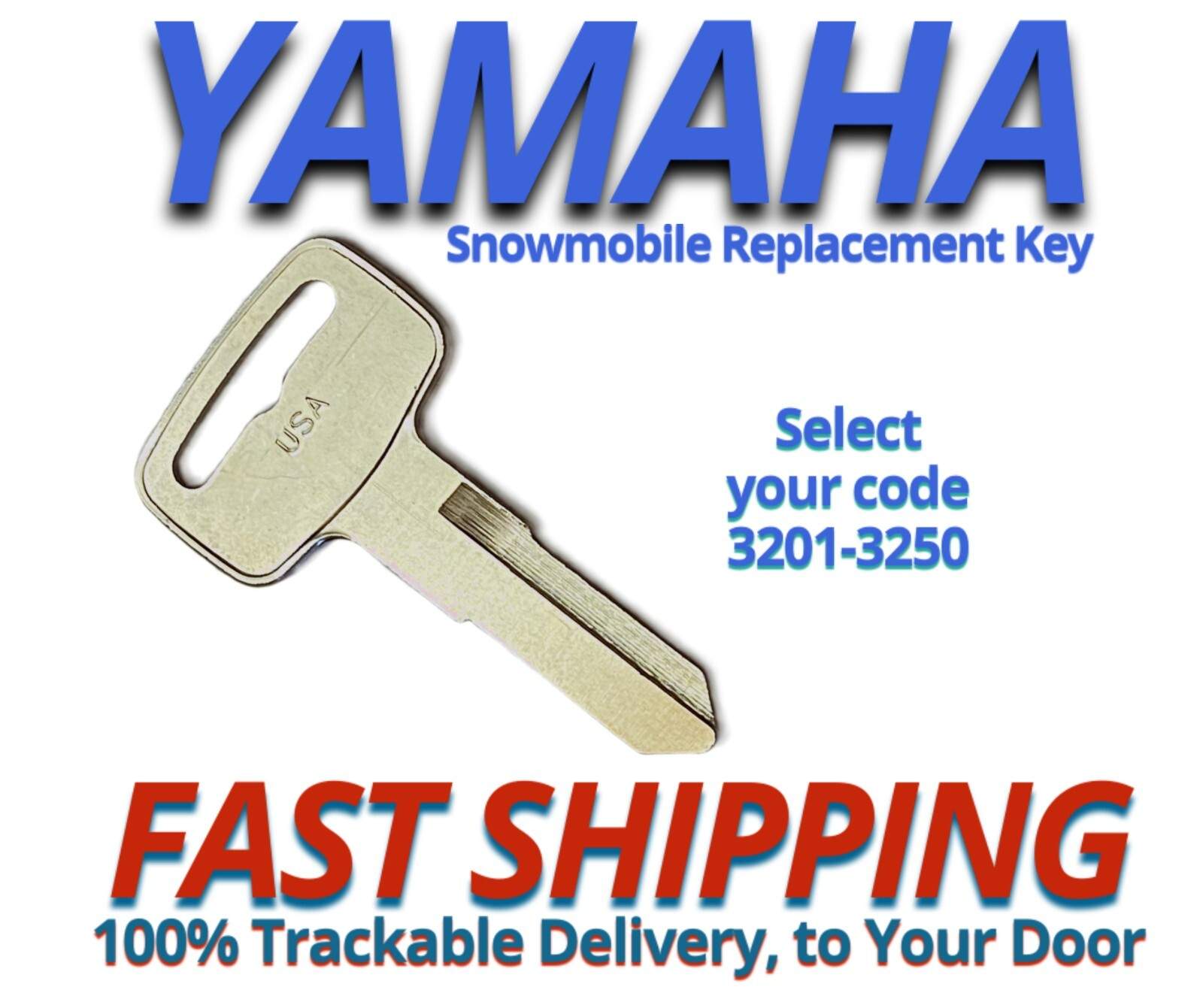 Yamaha Snowmobile Keys Sled Replacement Key Cut to Code 3201-3250 Metal head