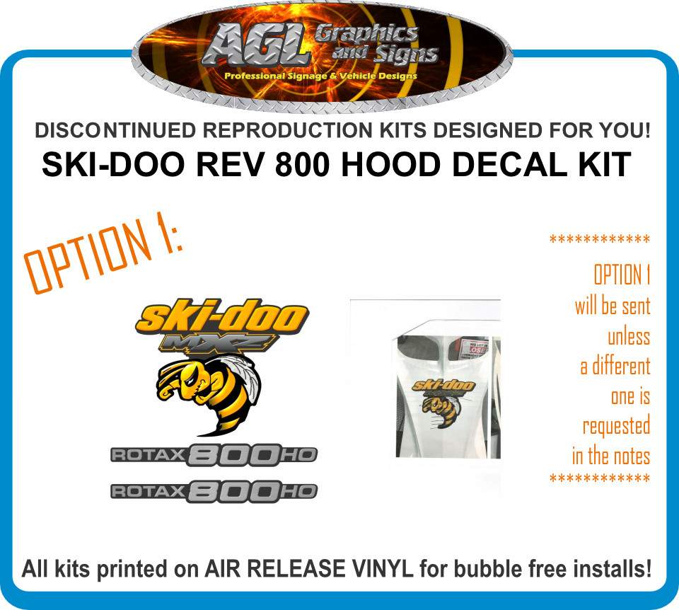 ski-doo  MXZ  Rotax 800 HO Reproduction Hood Decal kit     600 HO