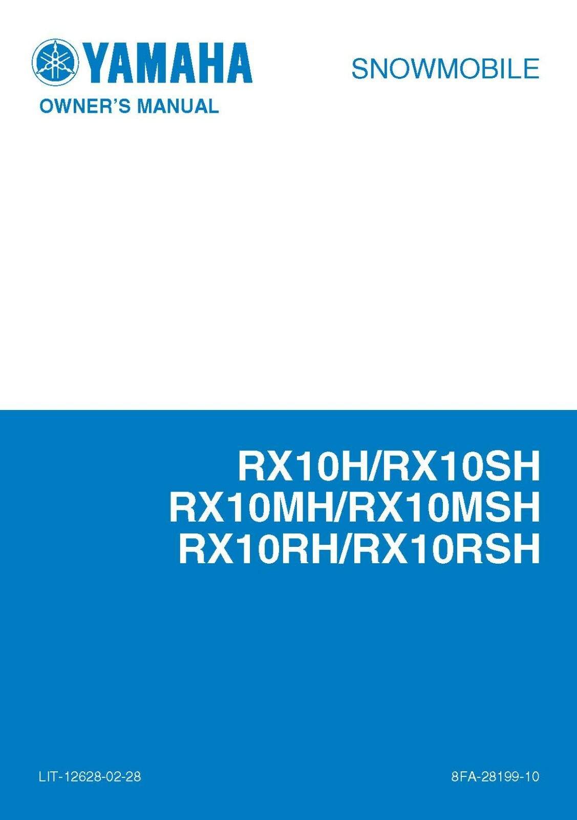 Yamaha Snowmobile Owners Manual Book 2003 Yamaha RX-1 ER (RX10RH)