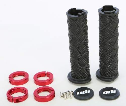 ODI ATV Xtreme Lock-On Grips – Black – Red Clamp ATV/UTV Snowmobile Watercraft