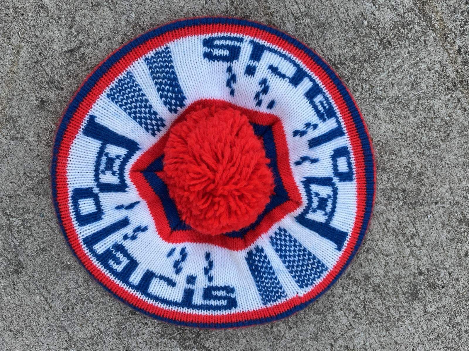 1970s Vintage Polaris Snowmobile Beret Knit Winter Cap Beanie Stocking Hat Rare