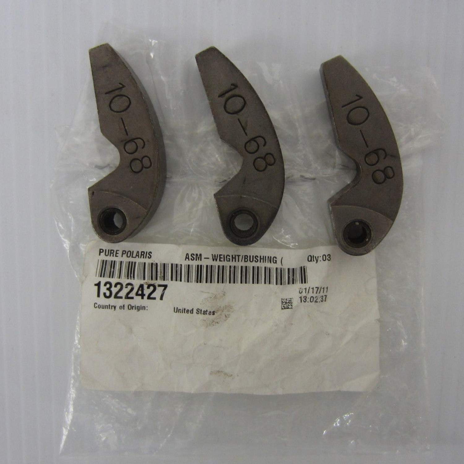 Polaris Snowmobile New OEM 3/PK 68g. Clutch Weight, 1322427