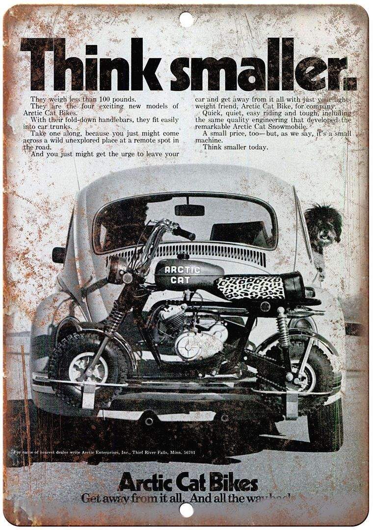 Artic Cat Bikes Vintage Mini Bike Ad Reproduction Metal Sign A354