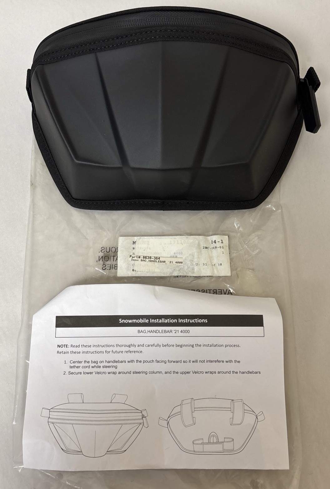 1-2021-25 Arctic Cat 400 4000 Snowmobile Handlebar Bag, BLK OEM #8639-364 #M770