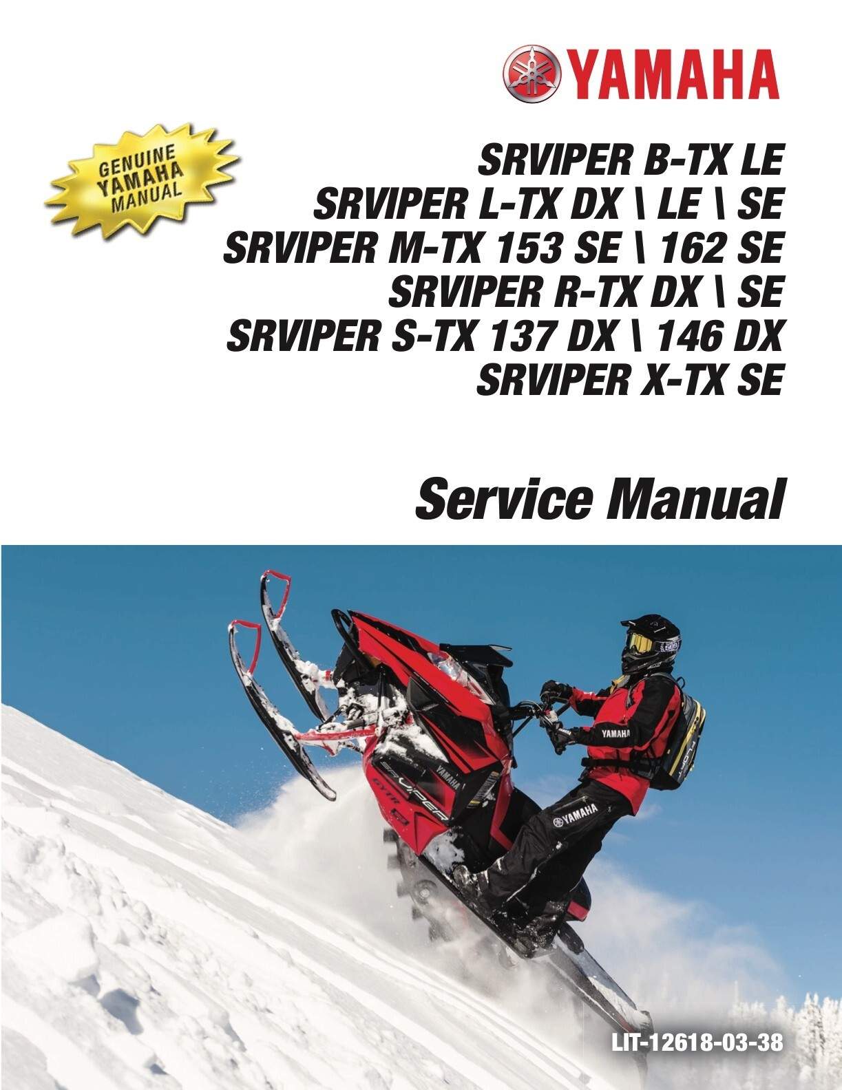 YAMAHA SNOWMOBILE SRVIPER B-TX LE  153 162 SE 2017 SERVICE MANUAL
