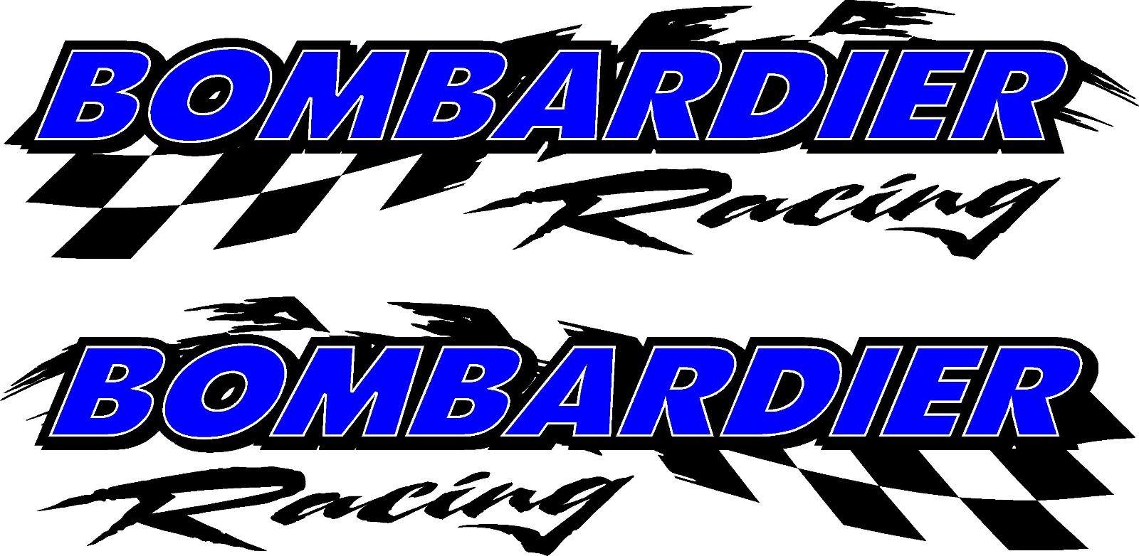 Bombardier racing checker snowmobile 2 sticker decal set 5″ x 22″
